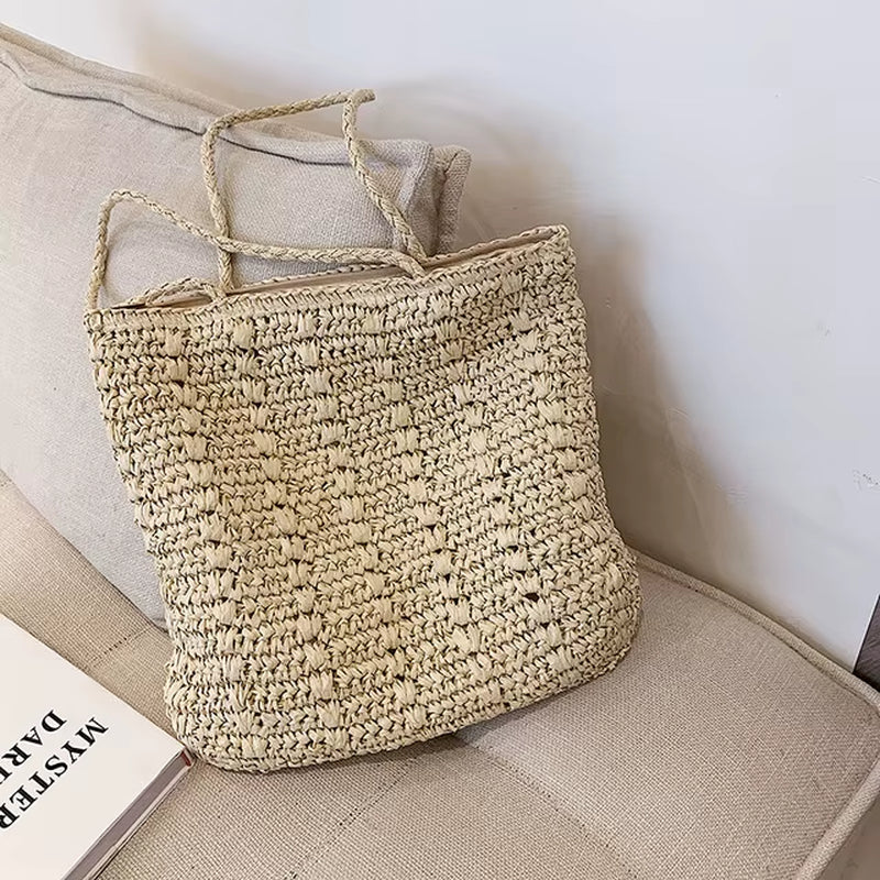 Woven Rattan Bag round Straw Shoulder Bag Small Beach Handbags Women Summer Hollow Handmade Messenger Crossbody Bags