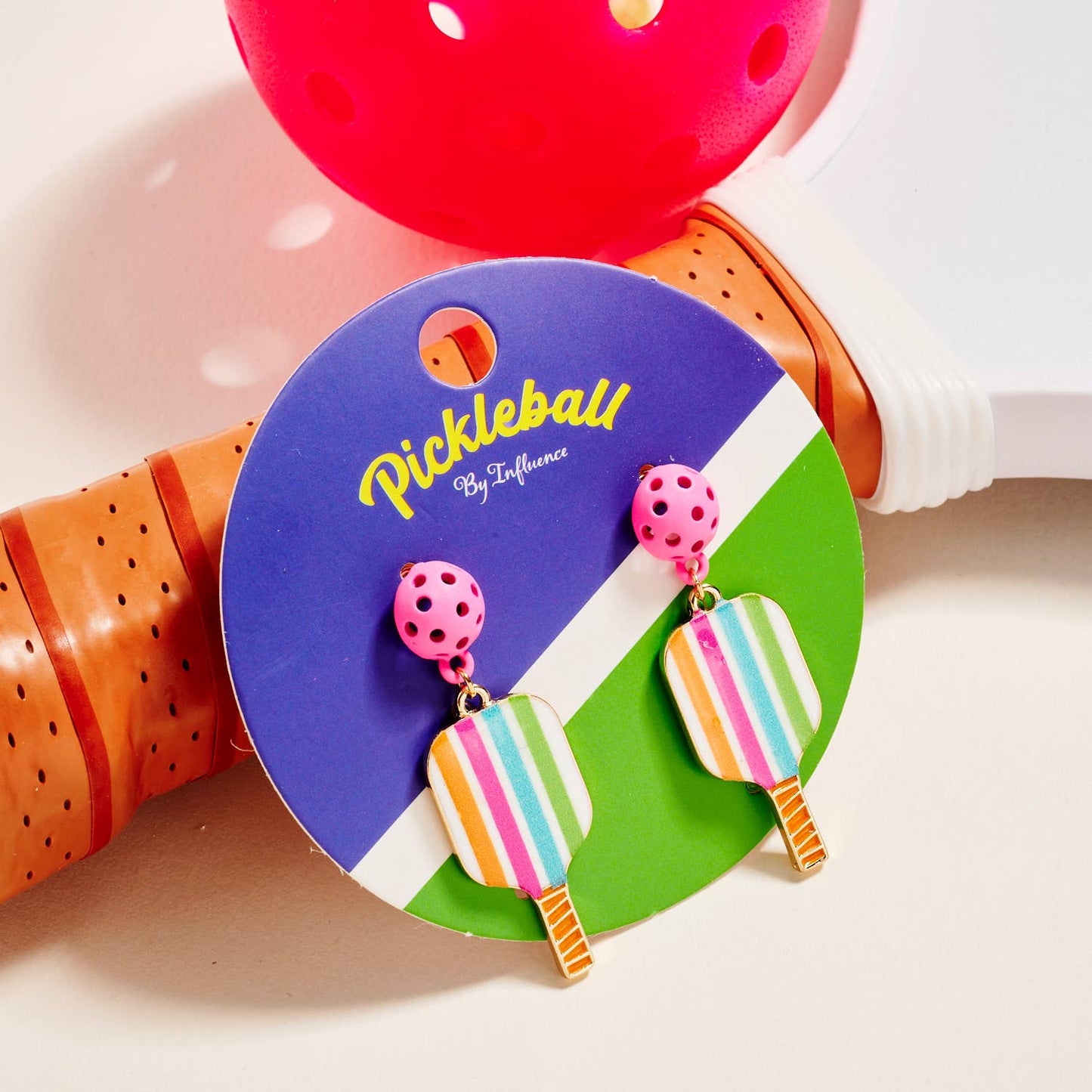 Designature New York - Sports Pickleball Enamel Pattern Post Earrings: PK / ONE
