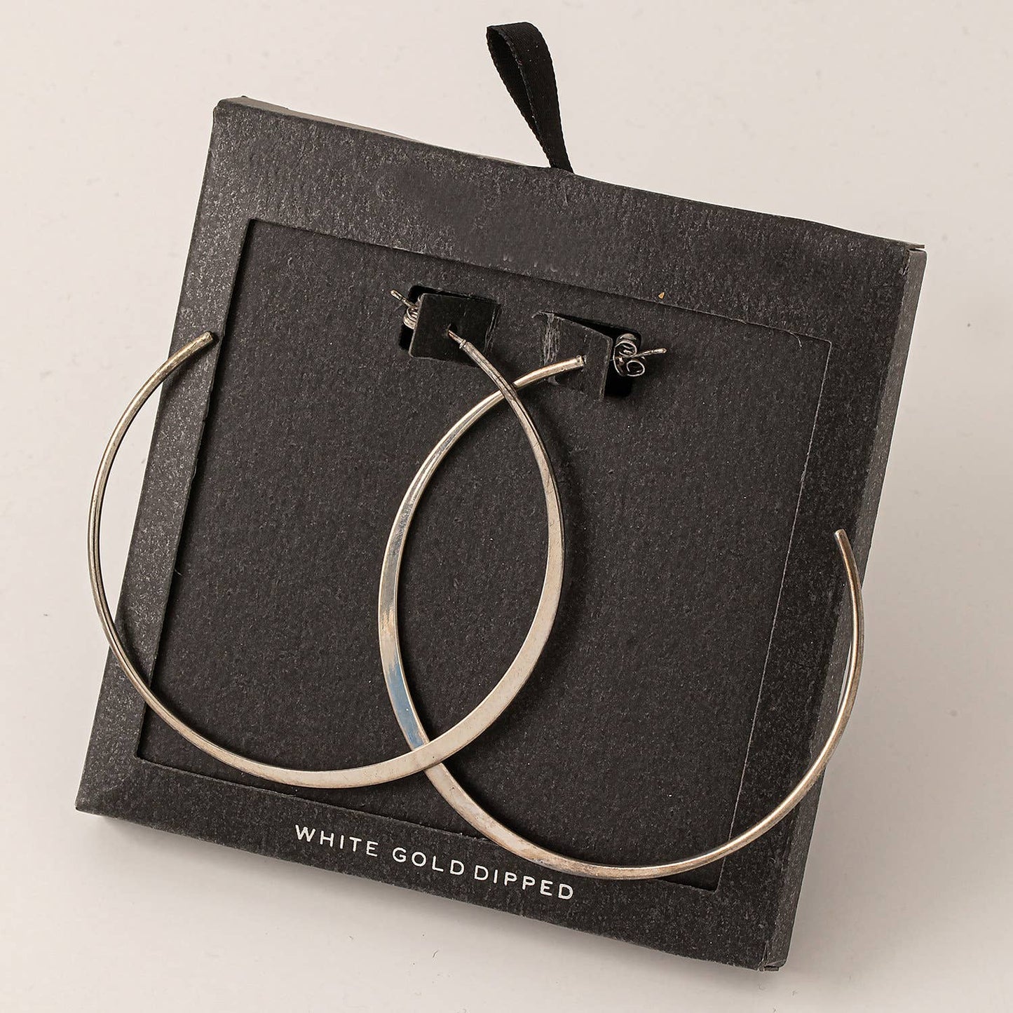 Fame Accessories - Secret Box Textured Hoop Earrings: WG