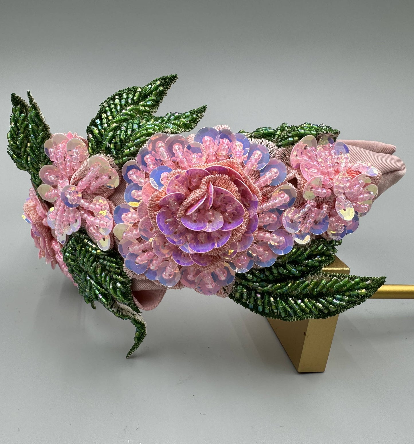 Ole - Floral Sequin Seed Bead Fabric Headband L4548