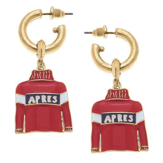 Canvas Style - Aspen Après Ski Sweater Drop Hoop Enamel Earring in Red