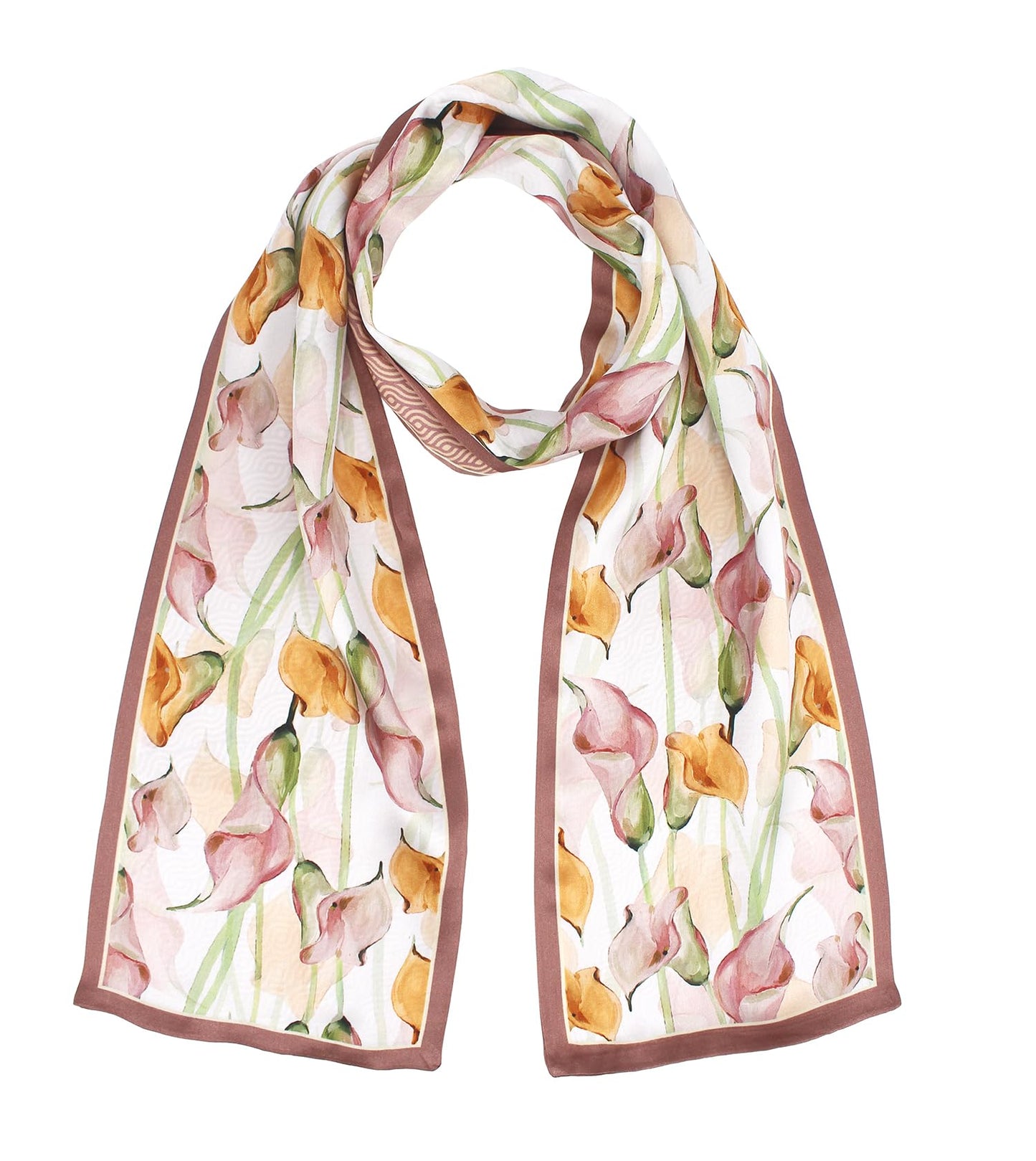 ANDANTINO 100% Silk Scarf for Women 59”*6.3” Long Shawls for Headscarf and Neck- Oblong Hair Wraps with Gift Packed