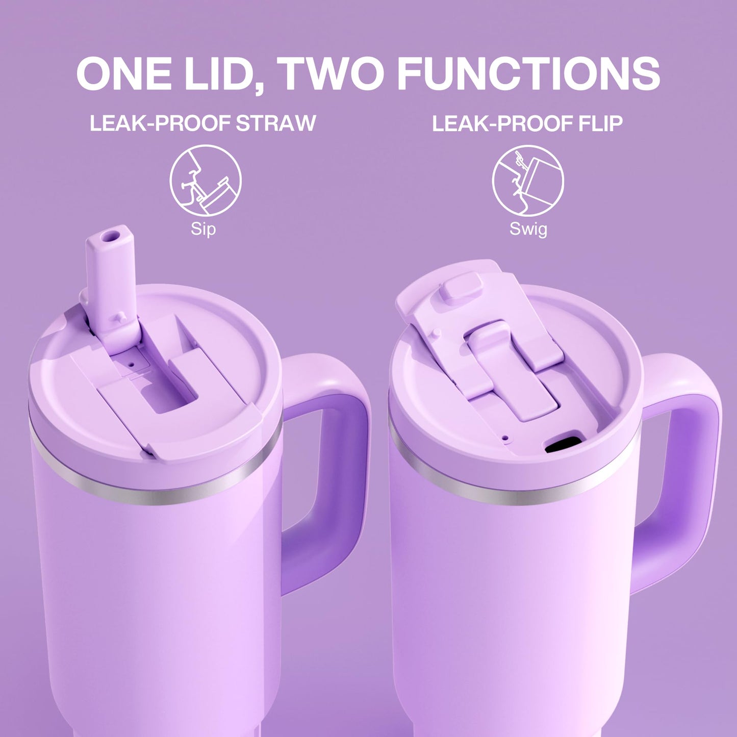 32 oz Tumbler with Handle and Straw: Stainless Steel Insulated Tumbler Keeps Cold for 24 Hours, Leakproof Travel Cup Fits in Cup Holder and BPA-Free, Aquamarine Blue