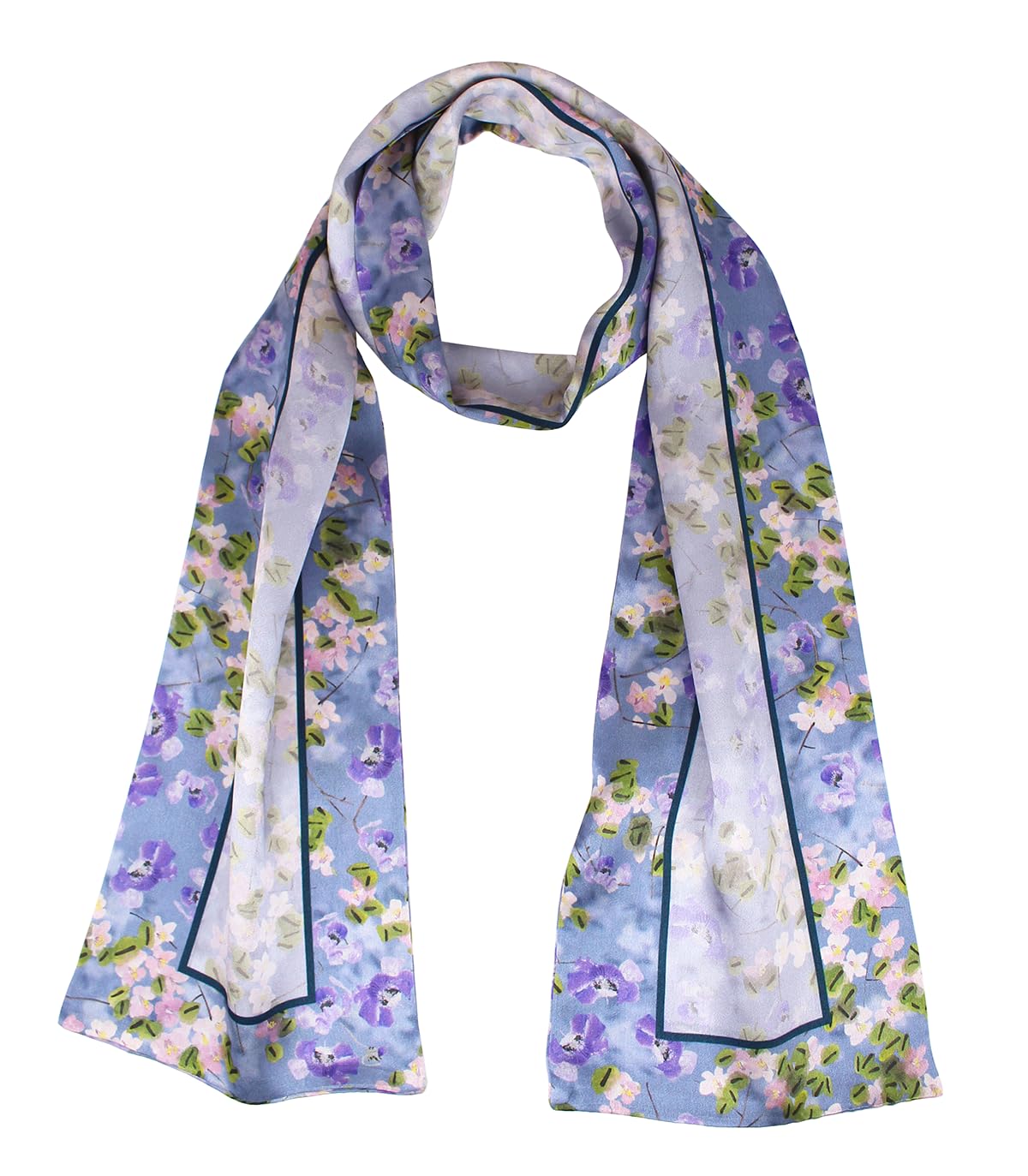 ANDANTINO 100% Silk Scarf for Women 59”*6.3” Long Shawls for Headscarf and Neck- Oblong Hair Wraps with Gift Packed