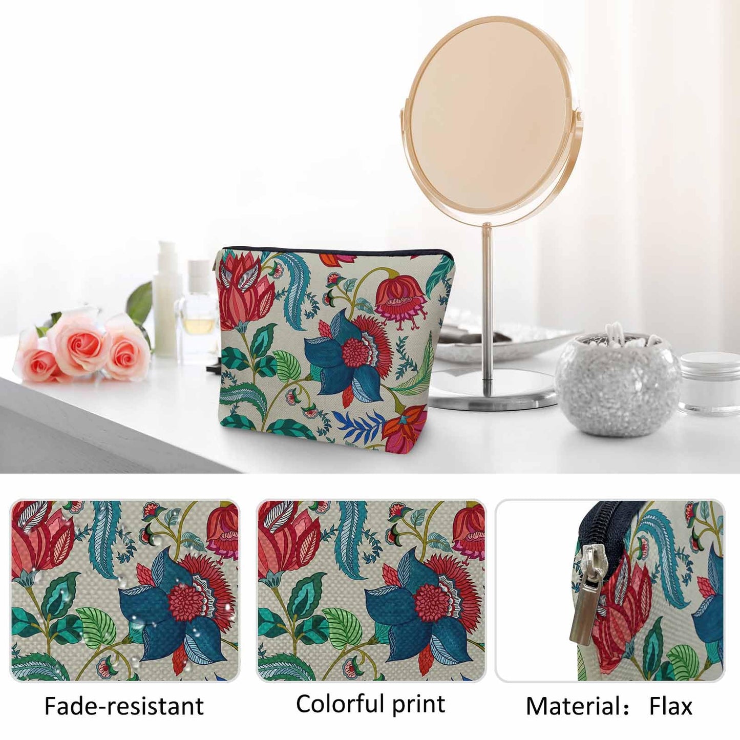 Lobster Cosmetic Travel Bag For Toiletries, Cartoon Lobster Ocean Sea Wave Makeup Bag Toiletry Bags For Women, Flax Cosmetic Bags Make Up Bag Purse Toiletries Bag Birthday Gift