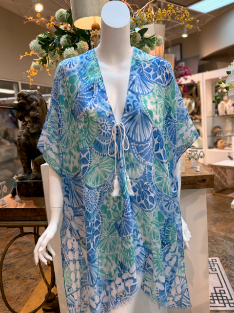 Pretty Persuasions - CP25008 Kimono Ruana Beach Coverup w/String: 03 Blue