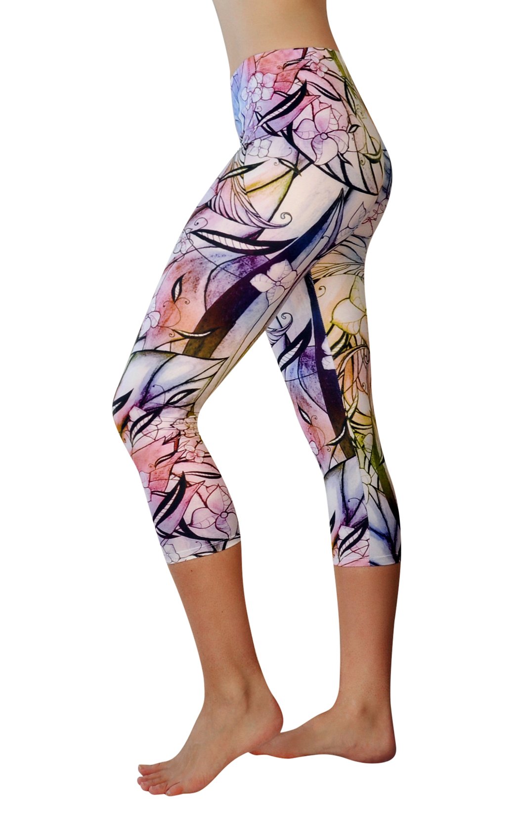 Comfy Yoga Pants - Workout Capris - High Waist Workout Leggings for Women - Lightweight Printed Yoga Legging - Size S/M 4-10