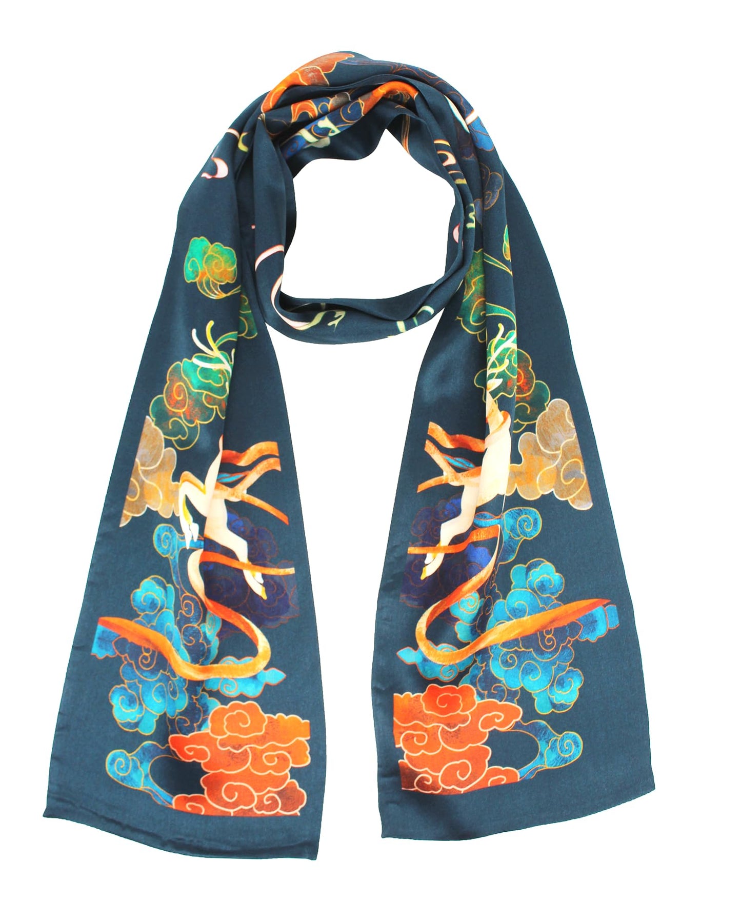 ANDANTINO 100% Silk Scarf for Women 59”*6.3” Long Shawls for Headscarf and Neck- Oblong Hair Wraps with Gift Packed