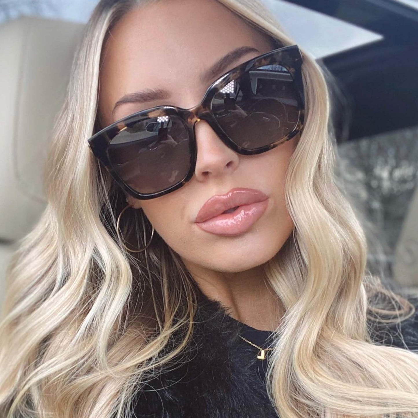 DIFF Bella Designer Square Oversized Sunglasses for Women UV400 Protection, Tortoise frame w/giftable travel case