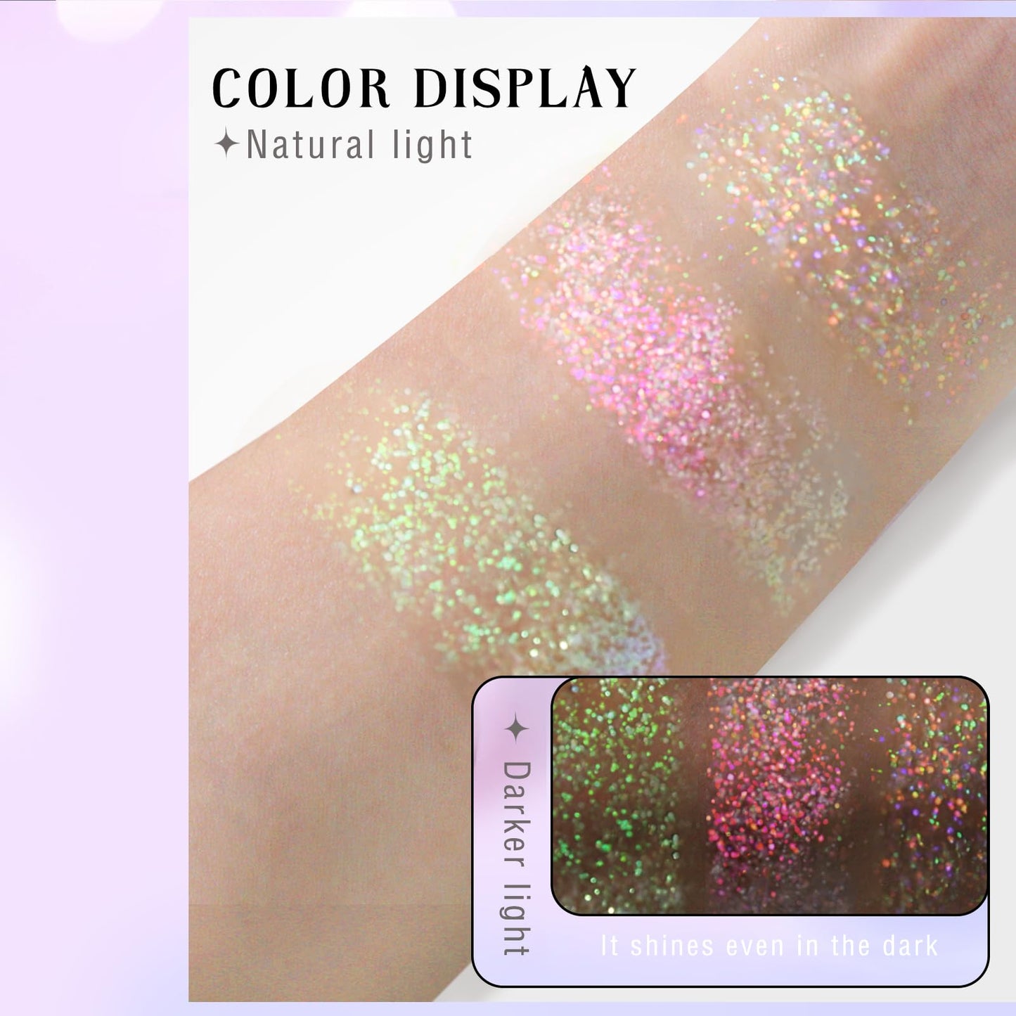 Roll-on Holographic Body Glitter Gel for Face Hair, Chameleon Color Changing Glitter Gel Under Light, Chunky Mermaid Sequins Festival Party Rave Accessories Shimmer Makeup (8# Sparkling Pink)