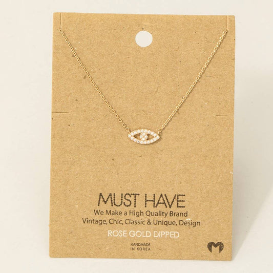 Fame Accessories - Gold Dipped Evil Eye Jewel Pendant Necklace: R