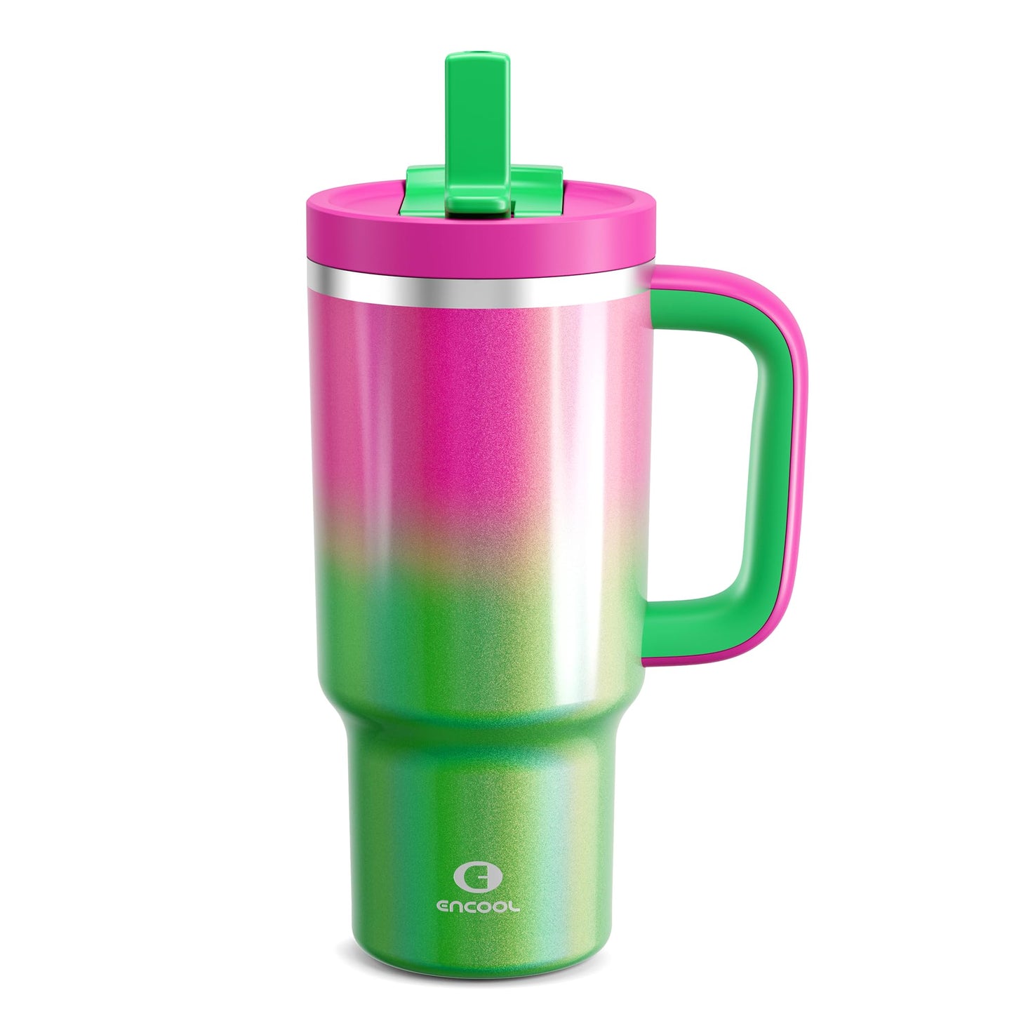 32 oz Tumbler with Handle and Straw: Stainless Steel Insulated Tumbler Keeps Cold for 24 Hours, Leakproof Travel Cup Fits in Cup Holder and BPA-Free, Aquamarine Blue