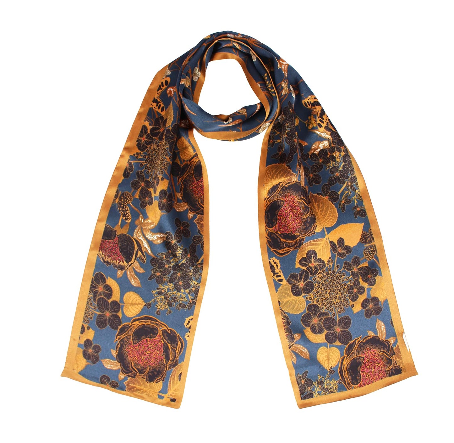 ANDANTINO 100% Silk Scarf for Women 59”*6.3” Long Shawls for Headscarf and Neck- Oblong Hair Wraps with Gift Packed