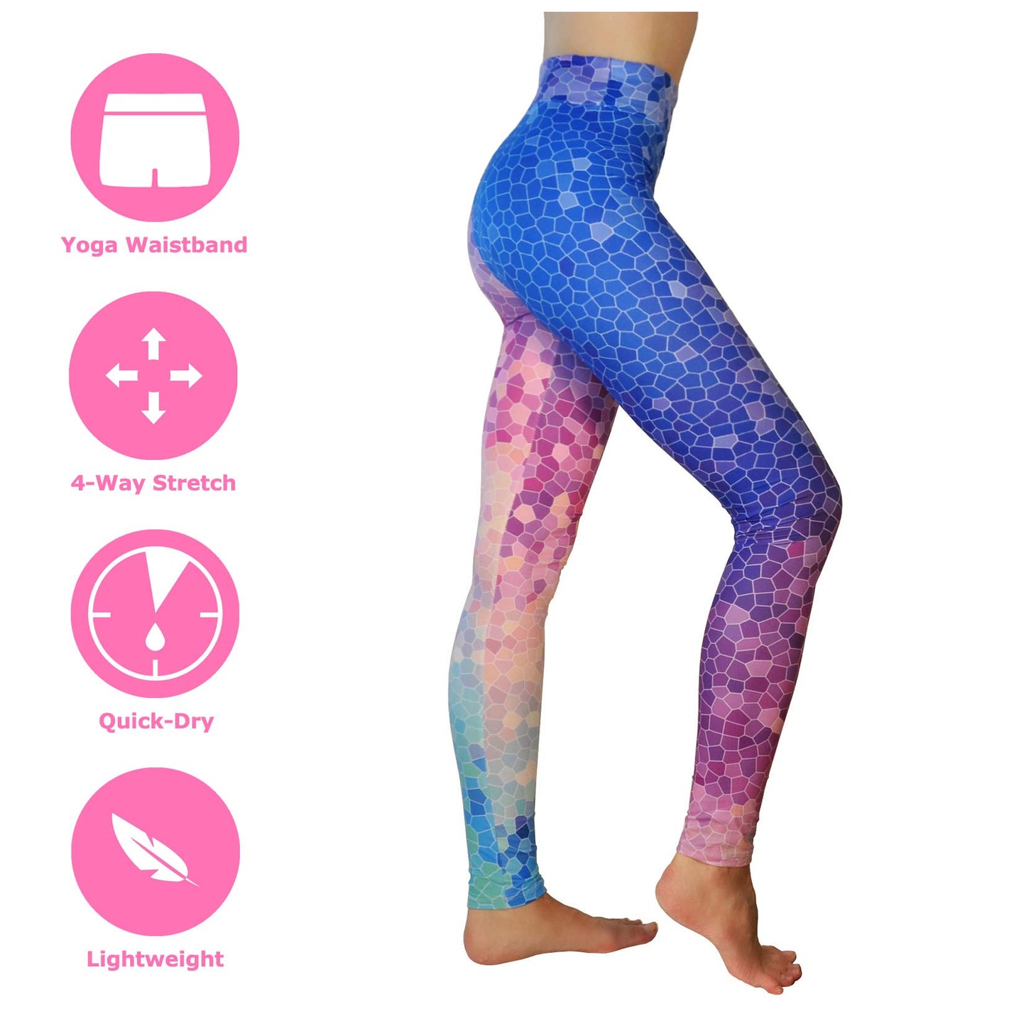 Comfy Yoga Pants - Workout Capris - High Waist Workout Leggings for Women - Lightweight Printed Yoga Legging - Size S/M 4-10