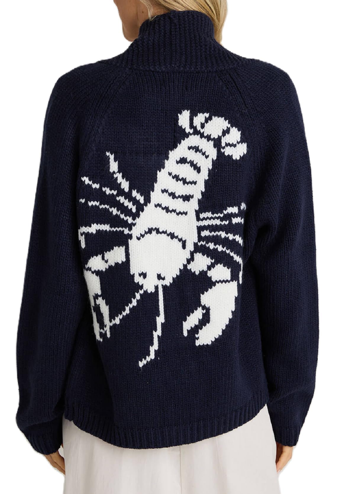 Women Lobster Knit Sweater Cardigan Y2k Long Sleeve Graphic Knitted Cardigans Goth Vintage Knitwear Fall Winter