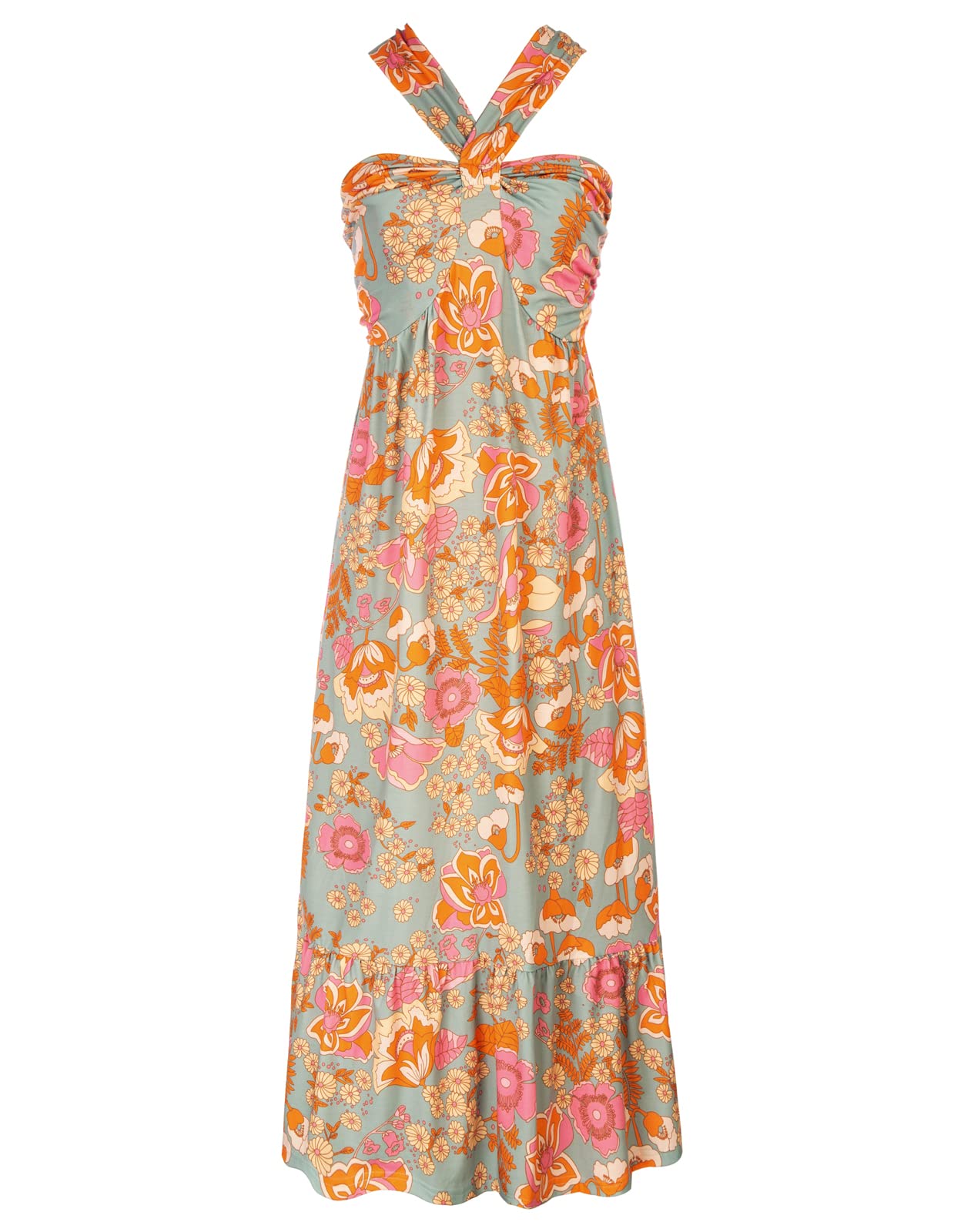 GRACE KARIN 2025 Women's Criss Cross Halterneck Sleeveless Summer Floral Print Flowy A Line Maxi Dress