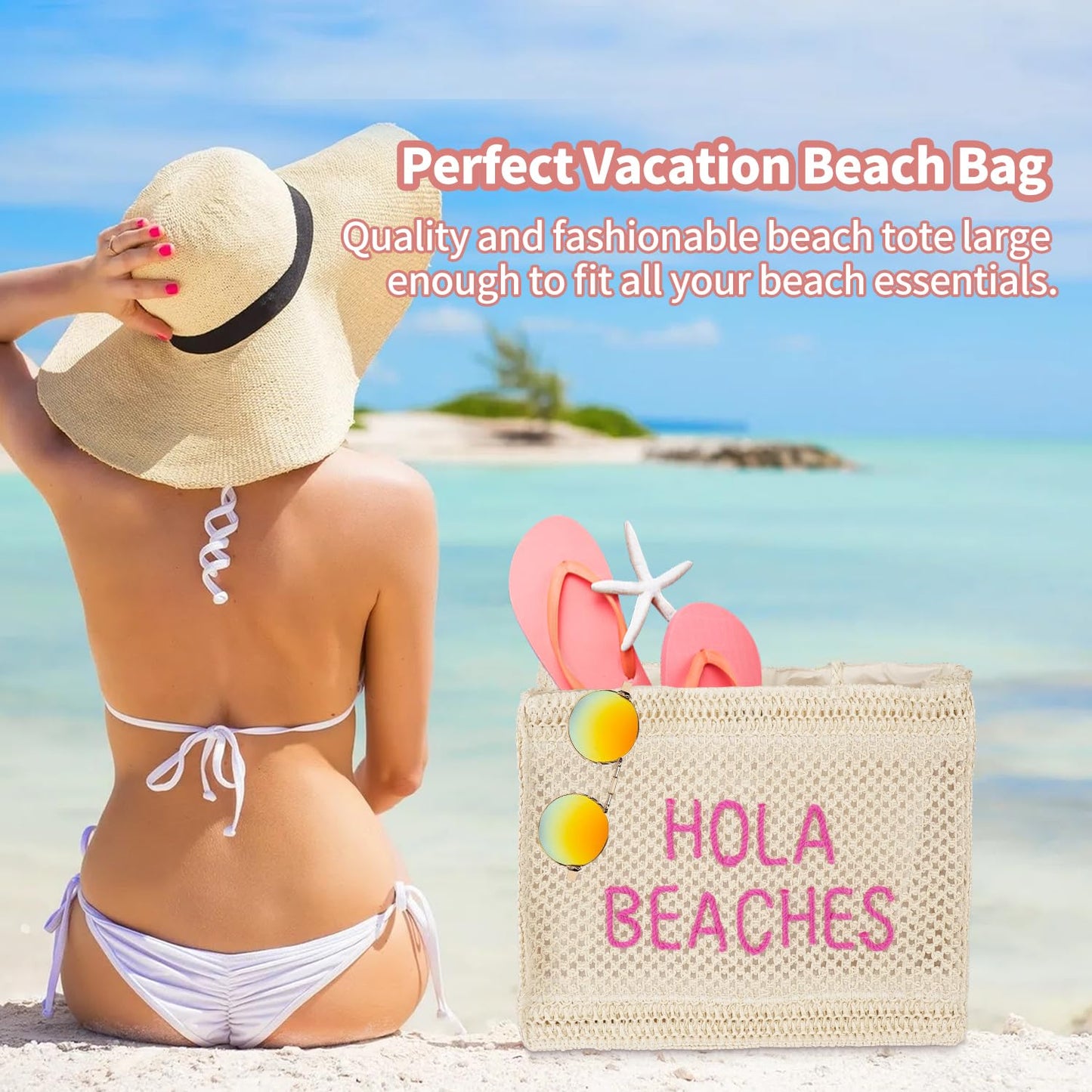 A Packable Beach Bag | The Straw Beach Tote Bag of 2025 | Beach Bags for Women Vacation | Large Beach Bag