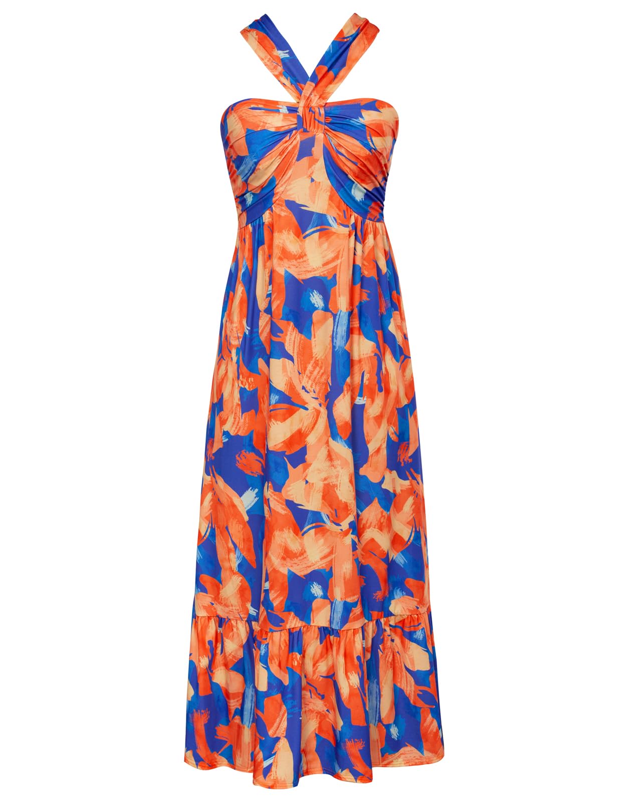 GRACE KARIN 2025 Women's Criss Cross Halterneck Sleeveless Summer Floral Print Flowy A Line Maxi Dress