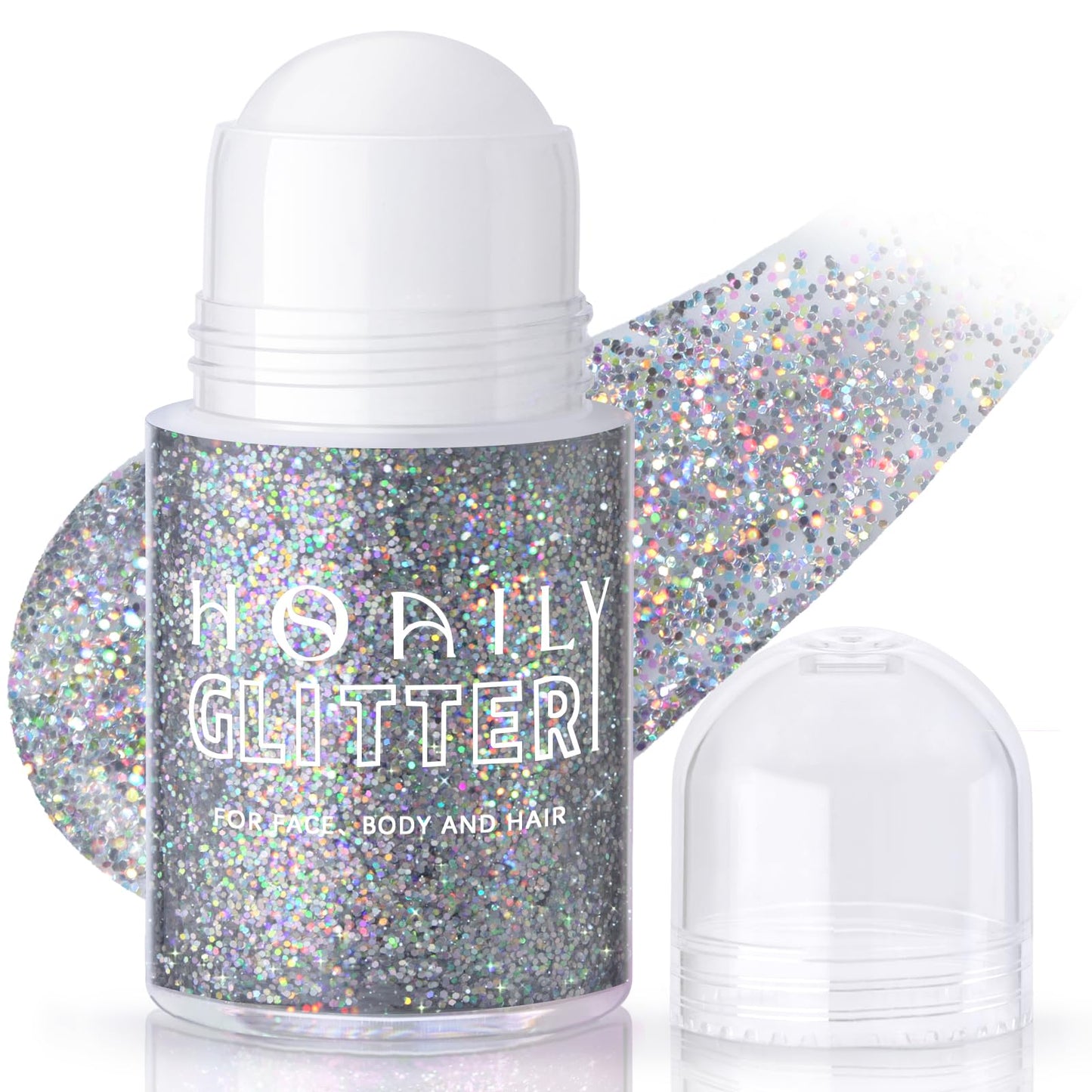 Roll-on Holographic Body Glitter Gel for Face Hair, Chameleon Color Changing Glitter Gel Under Light, Chunky Mermaid Sequins Festival Party Rave Accessories Shimmer Makeup (8# Sparkling Pink)