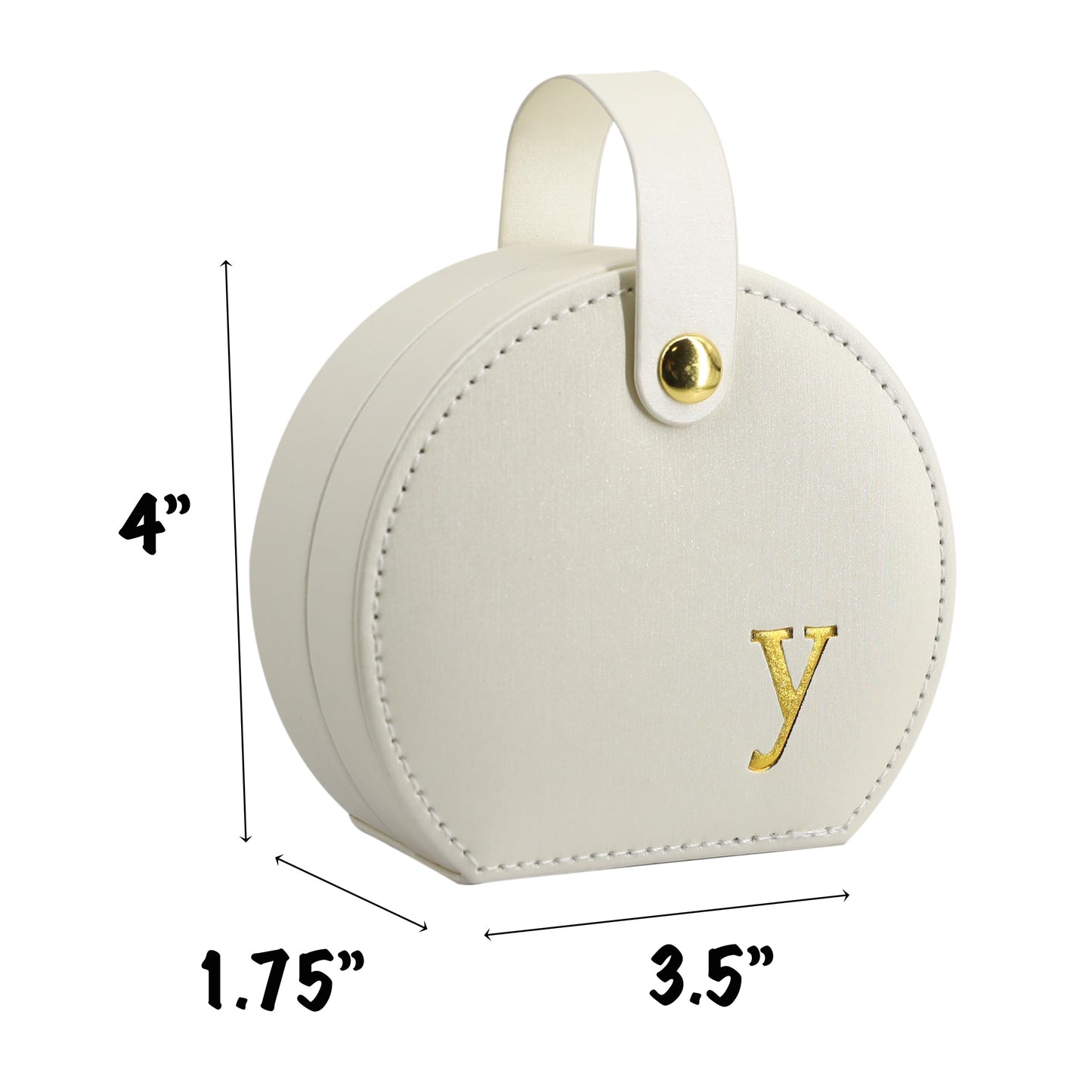 COLLECTIVE HOME - Travel Jewelry Case, Elegant Half-Moon Design with Gold Monogram, Detachable Handle, Personalized Accessory Organizer, Gift for Fashion-Forward Women and Teens (s)