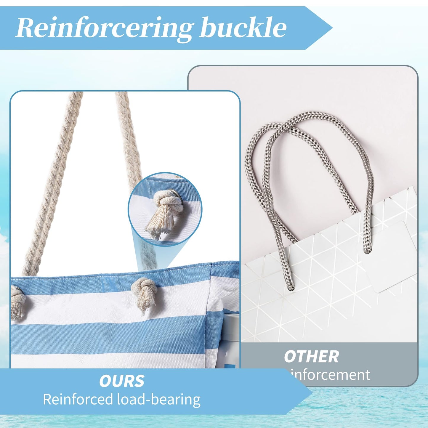 Beach Bags for Women - Large Beach Tote Bag, Women Sandproof Pool Bag for Pool Gym Grocery Travel