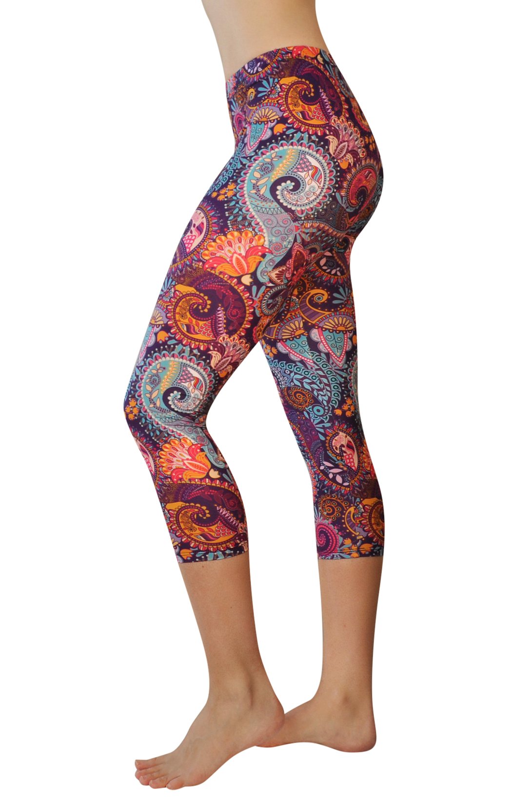 Comfy Yoga Pants - Workout Capris - High Waist Workout Leggings for Women - Lightweight Printed Yoga Legging - Size S/M 4-10