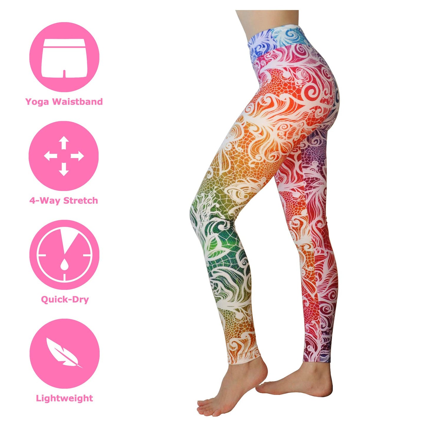 Comfy Yoga Pants - Workout Capris - High Waist Workout Leggings for Women - Lightweight Printed Yoga Legging - Size S/M 4-10