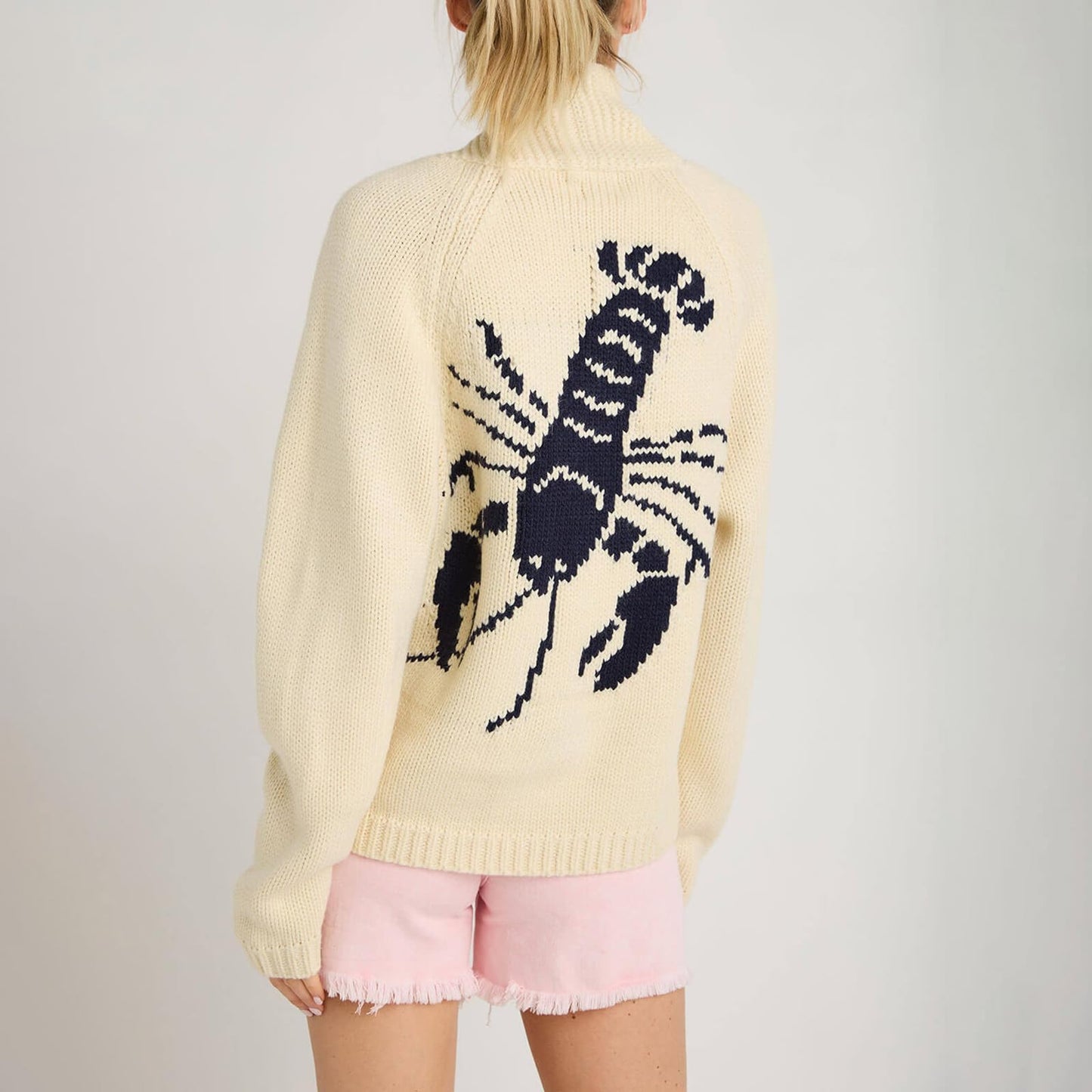 Women Lobster Knit Sweater Cardigan Y2k Long Sleeve Graphic Knitted Cardigans Goth Vintage Knitwear Fall Winter