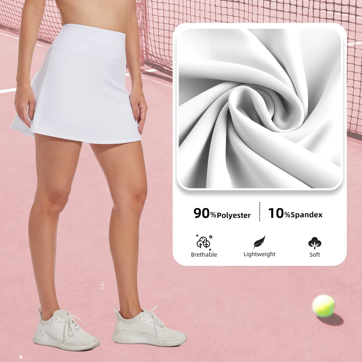 M MOTEEPI 16" Tennis Skirts for Women Pleated Golf Athletic Skorts Skirts with Shorts Pockets Running Pickleball Summer