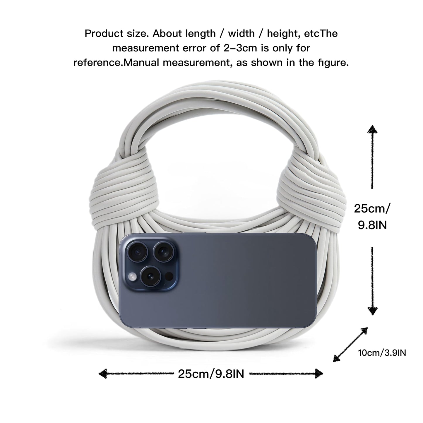 Woven Crossbody Bag for Women, Small Leather Clutch Purse Knotted Bread Handbag Top Handle Noodles Shoulder Bag.