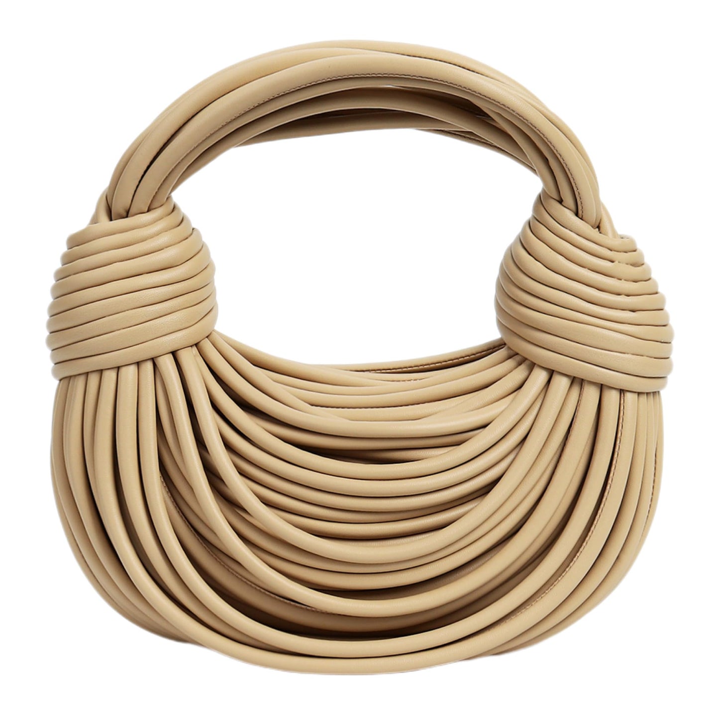 Woven Crossbody Bag for Women, Small Leather Clutch Purse Knotted Bread Handbag Top Handle Noodles Shoulder Bag.