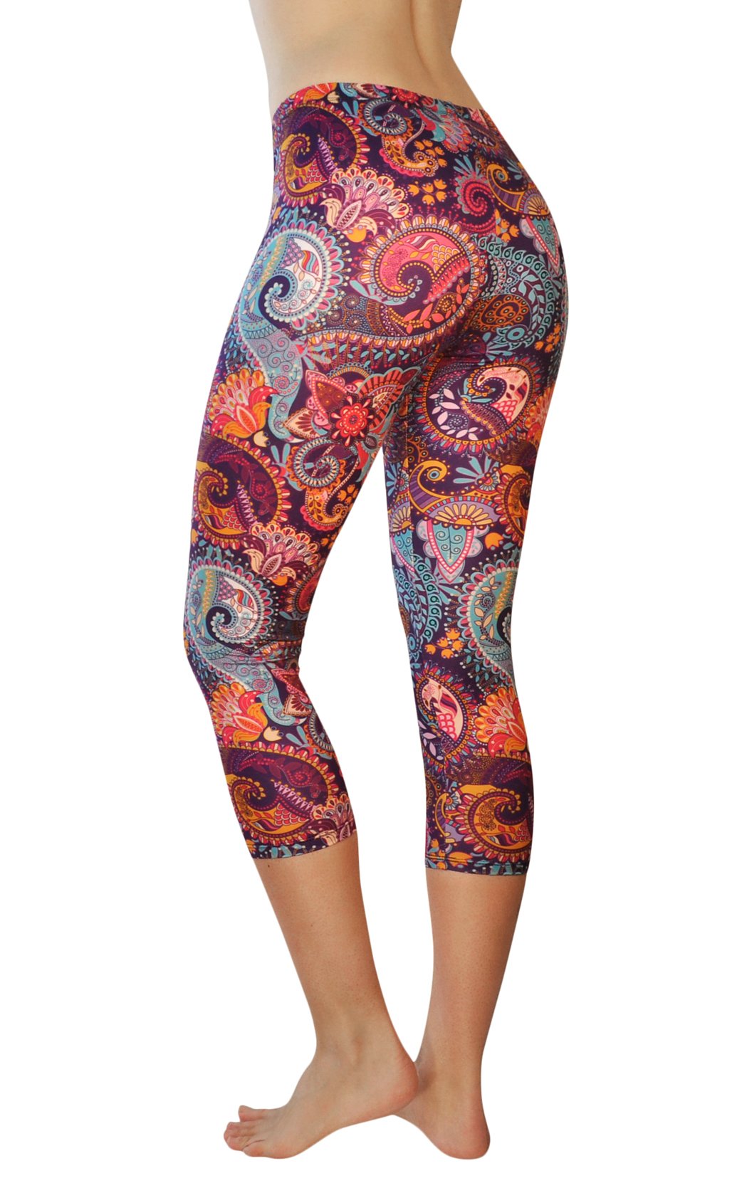 Comfy Yoga Pants - Workout Capris - High Waist Workout Leggings for Women - Lightweight Printed Yoga Legging - Size S/M 4-10