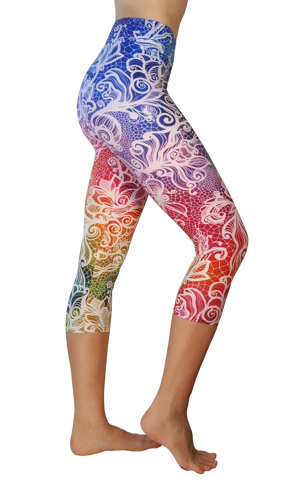 Comfy Yoga Pants - Workout Capris - High Waist Workout Leggings for Women - Lightweight Printed Yoga Legging - Size S/M 4-10