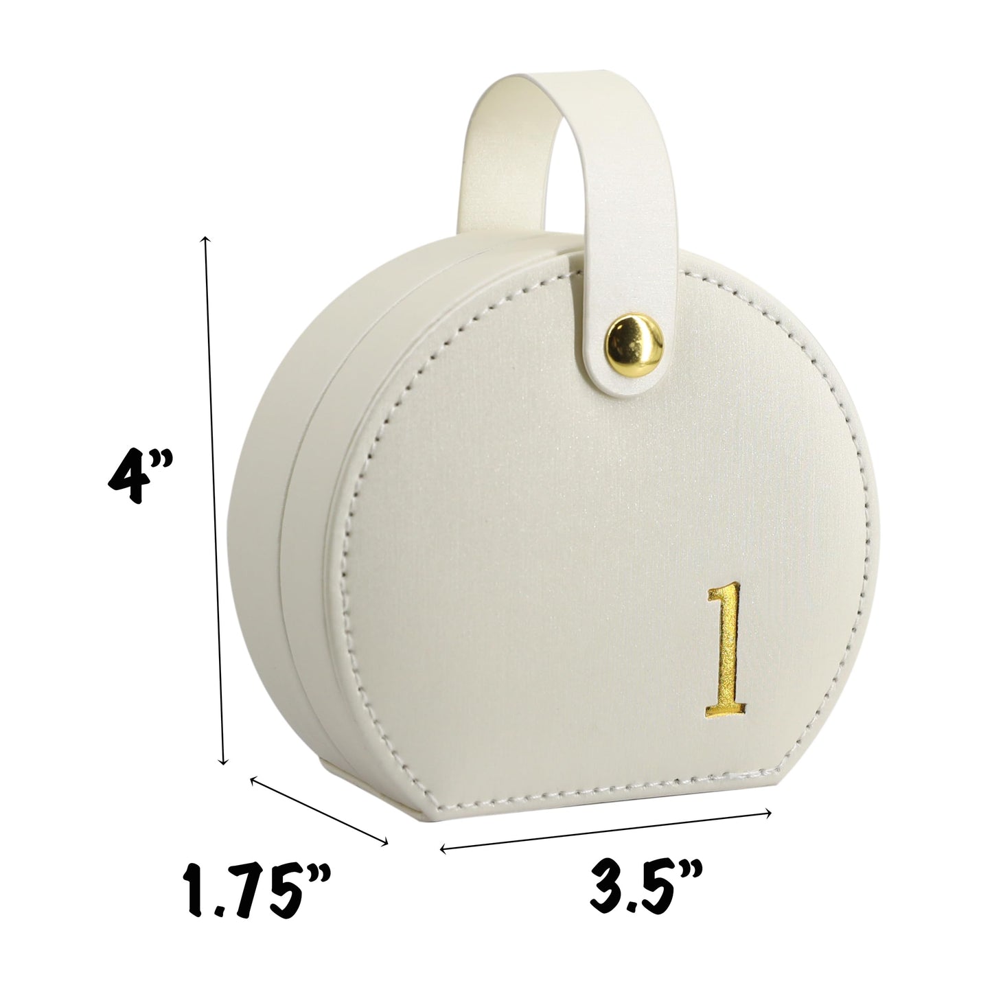 COLLECTIVE HOME - Travel Jewelry Case, Elegant Half-Moon Design with Gold Monogram, Detachable Handle, Personalized Accessory Organizer, Gift for Fashion-Forward Women and Teens (s)