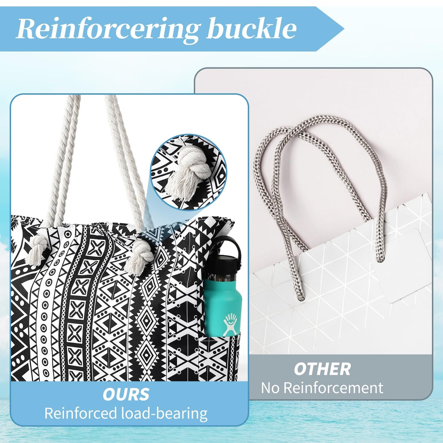 Beach Bags for Women - Large Beach Tote Bag, Women Sandproof Pool Bag for Pool Gym Grocery Travel