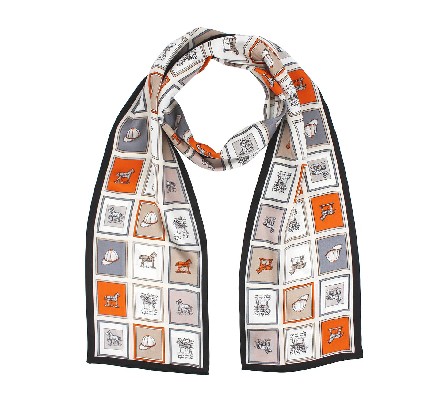 ANDANTINO 100% Silk Scarf for Women 59”*6.3” Long Shawls for Headscarf and Neck- Oblong Hair Wraps with Gift Packed