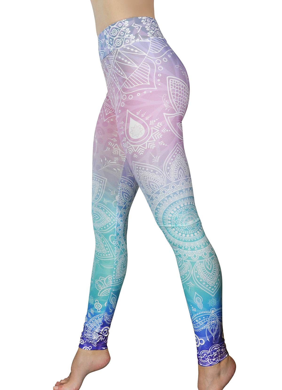Comfy Yoga Pants - Workout Capris - High Waist Workout Leggings for Women - Lightweight Printed Yoga Legging - Size S/M 4-10