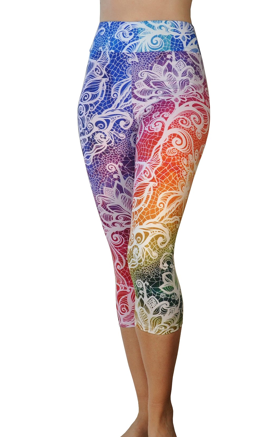Comfy Yoga Pants - Workout Capris - High Waist Workout Leggings for Women - Lightweight Printed Yoga Legging - Size S/M 4-10