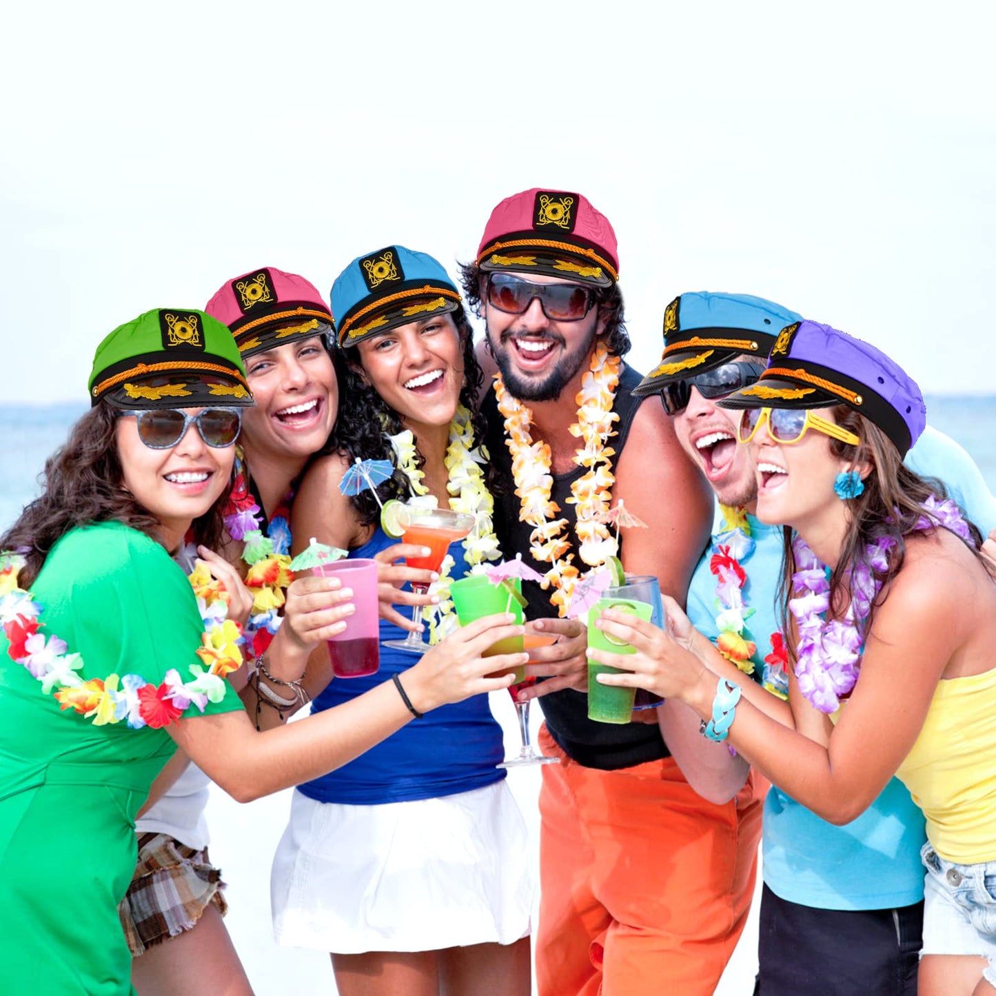 dodowin Captain Hat for Men Women Adjustable Sailor Hats Boat Cruise Yacht Rock Party Costume Beach Essential Hawaiian Outfit