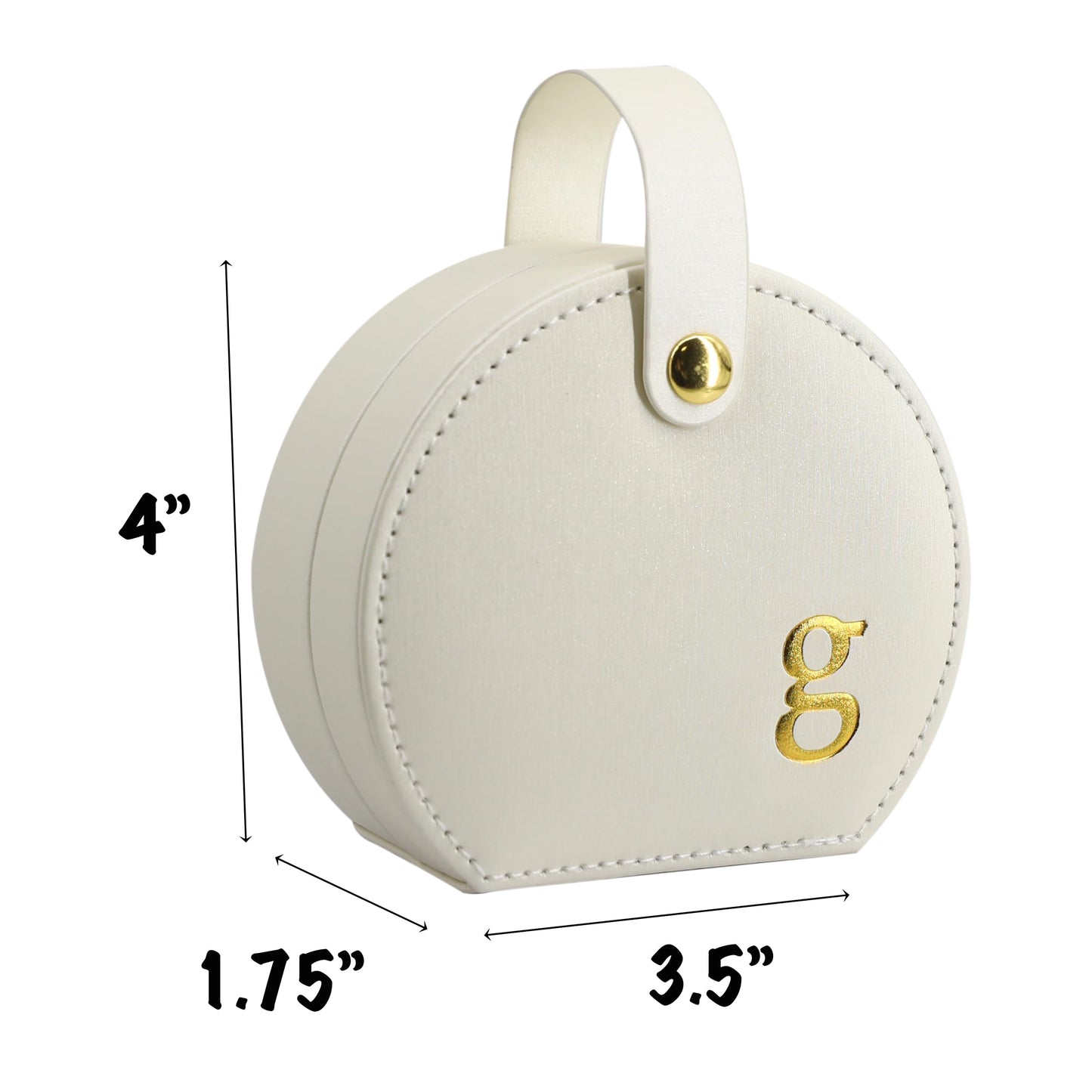 COLLECTIVE HOME - Travel Jewelry Case, Elegant Half-Moon Design with Gold Monogram, Detachable Handle, Personalized Accessory Organizer, Gift for Fashion-Forward Women and Teens (s)