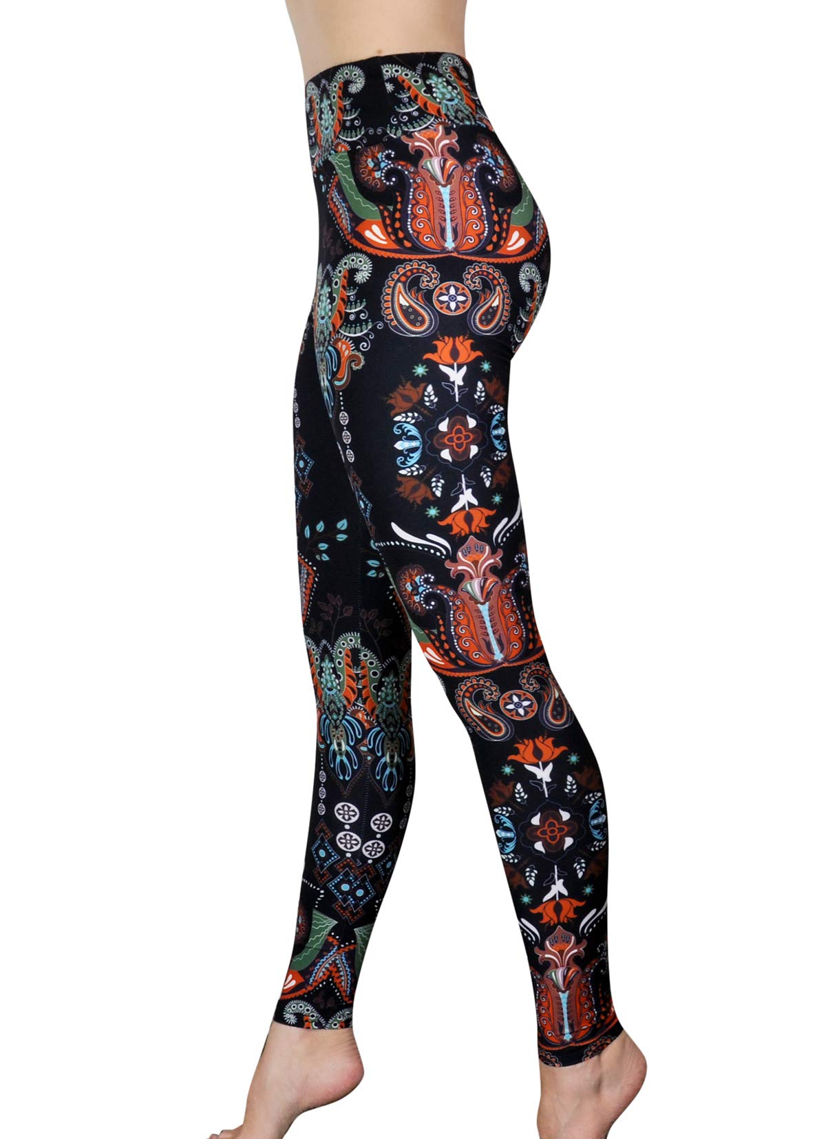 Comfy Yoga Pants - High Waisted Yoga Leggings with Bohemian Print - Extra Soft - Dry Fit