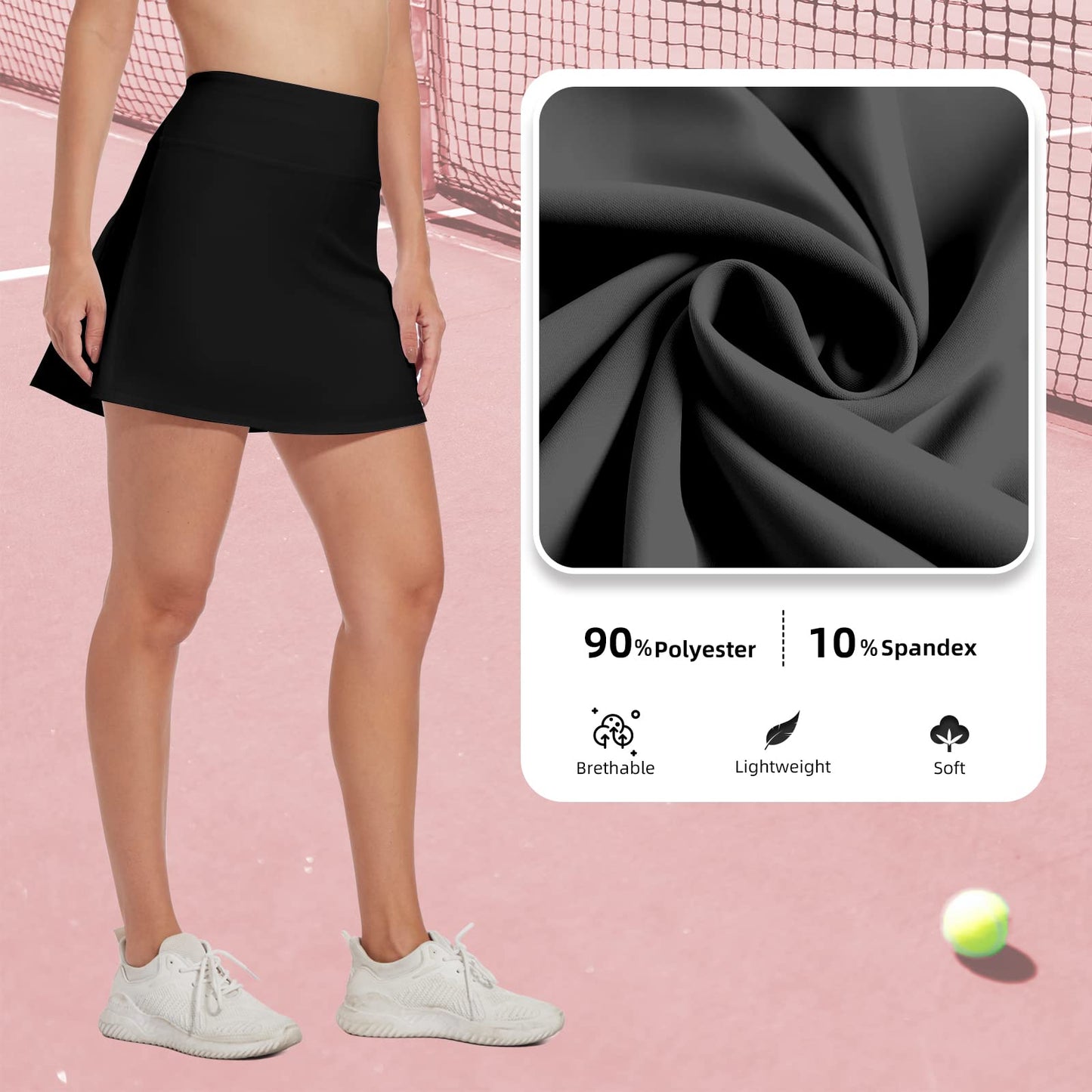 M MOTEEPI 16" Tennis Skirts for Women Pleated Golf Athletic Skorts Skirts with Shorts Pockets Running Pickleball Summer