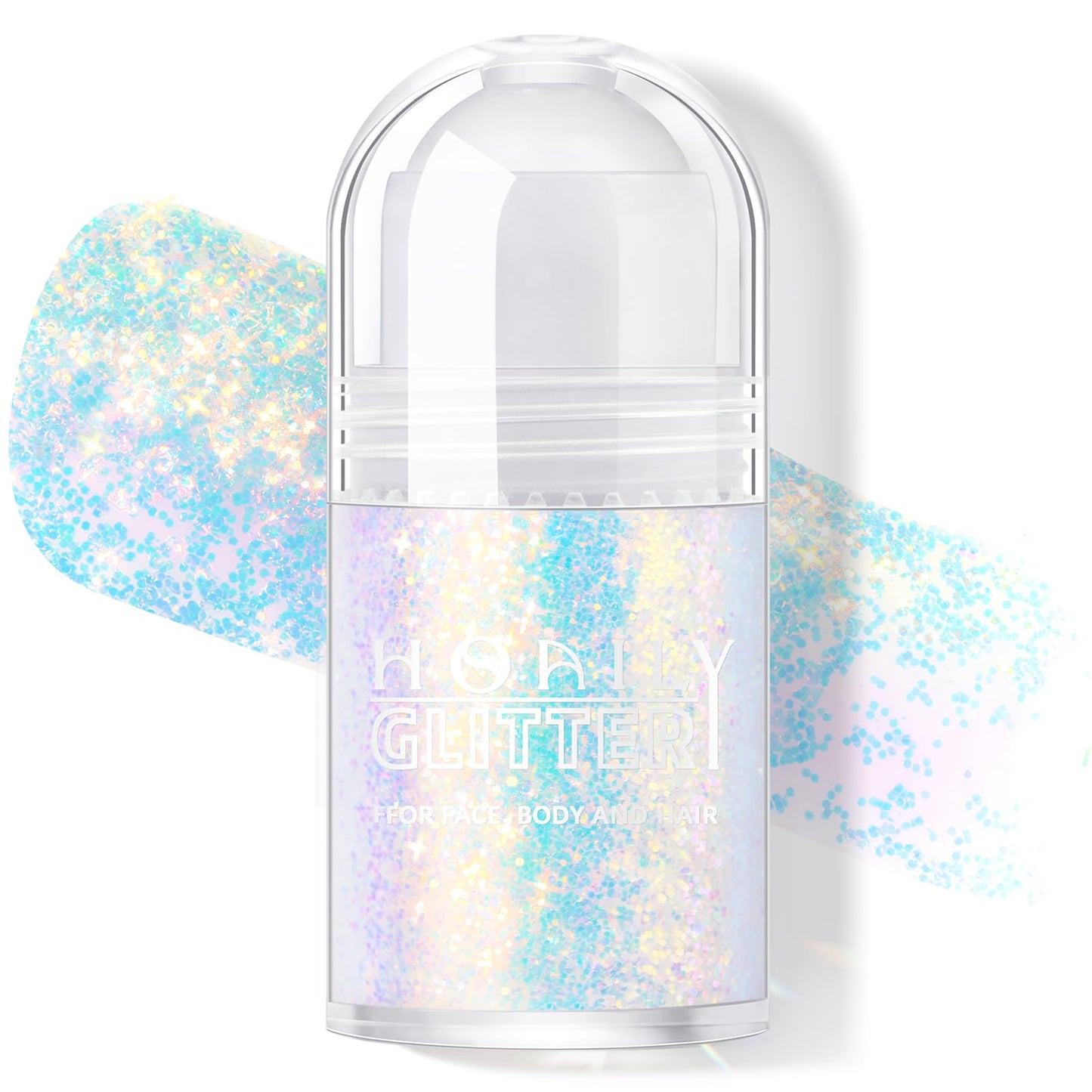 Roll-on Holographic Body Glitter Gel for Face Hair, Chameleon Color Changing Glitter Gel Under Light, Chunky Mermaid Sequins Festival Party Rave Accessories Shimmer Makeup (8# Sparkling Pink)