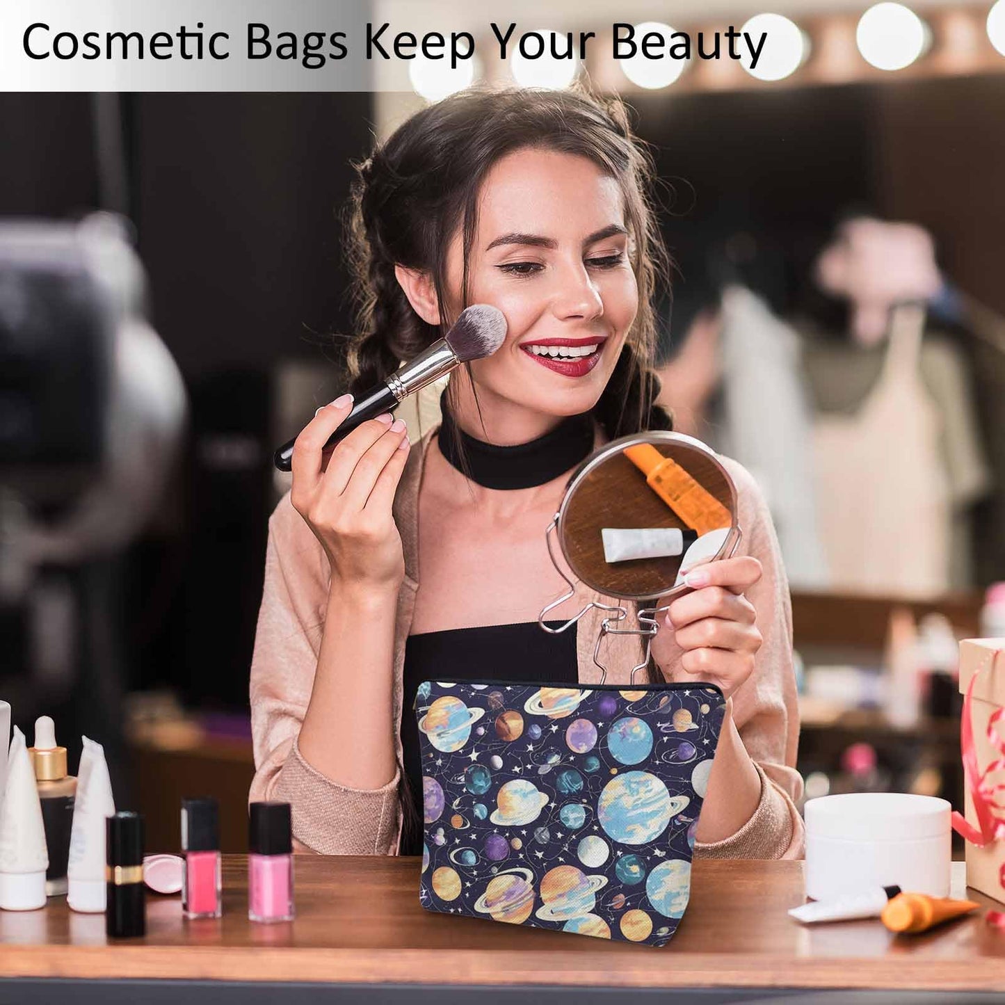 Lobster Cosmetic Travel Bag For Toiletries, Cartoon Lobster Ocean Sea Wave Makeup Bag Toiletry Bags For Women, Flax Cosmetic Bags Make Up Bag Purse Toiletries Bag Birthday Gift