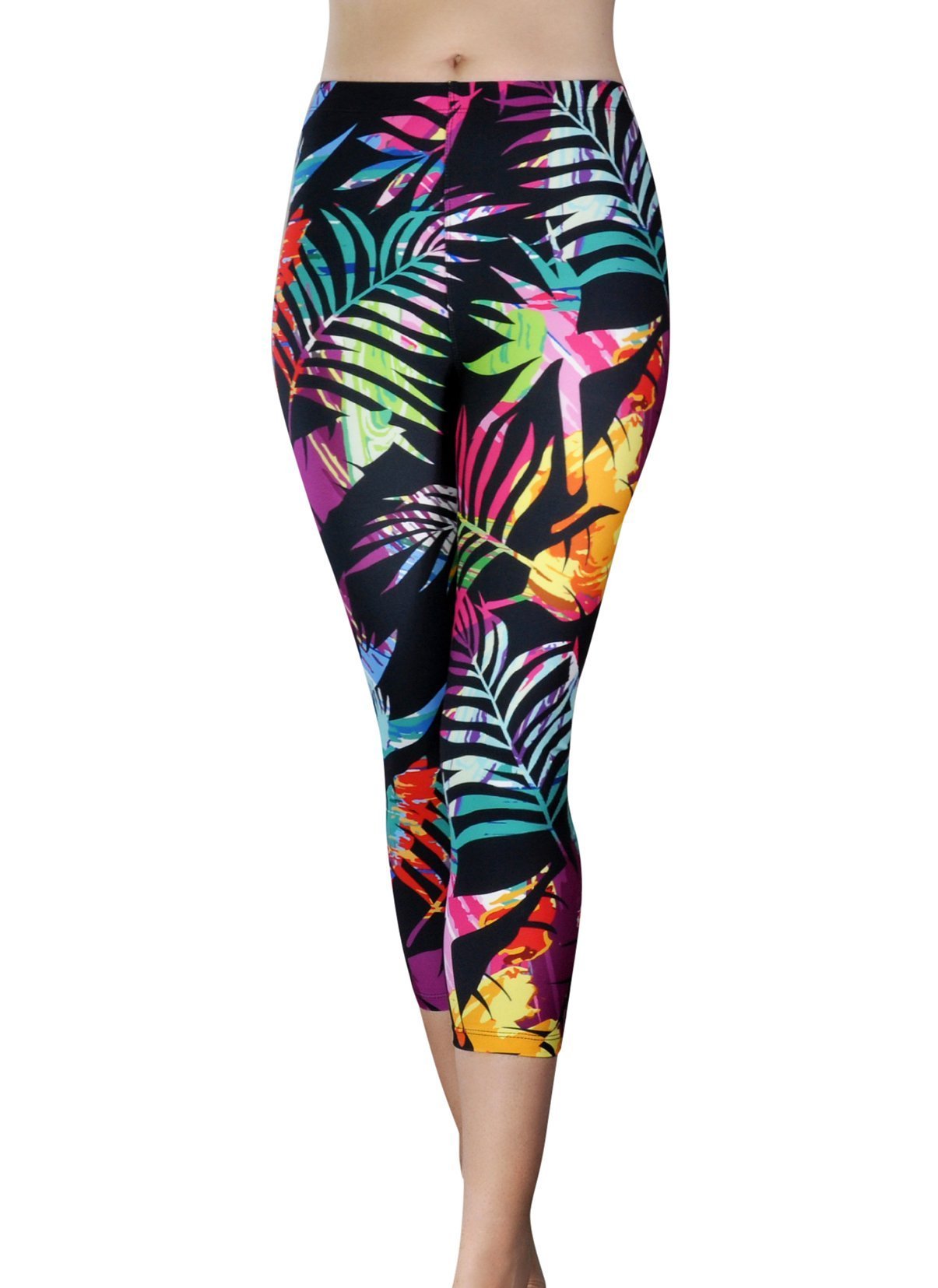 Comfy Yoga Pants - Workout Capris - High Waist Workout Leggings for Women - Lightweight Printed Yoga Legging - Size S/M 4-10