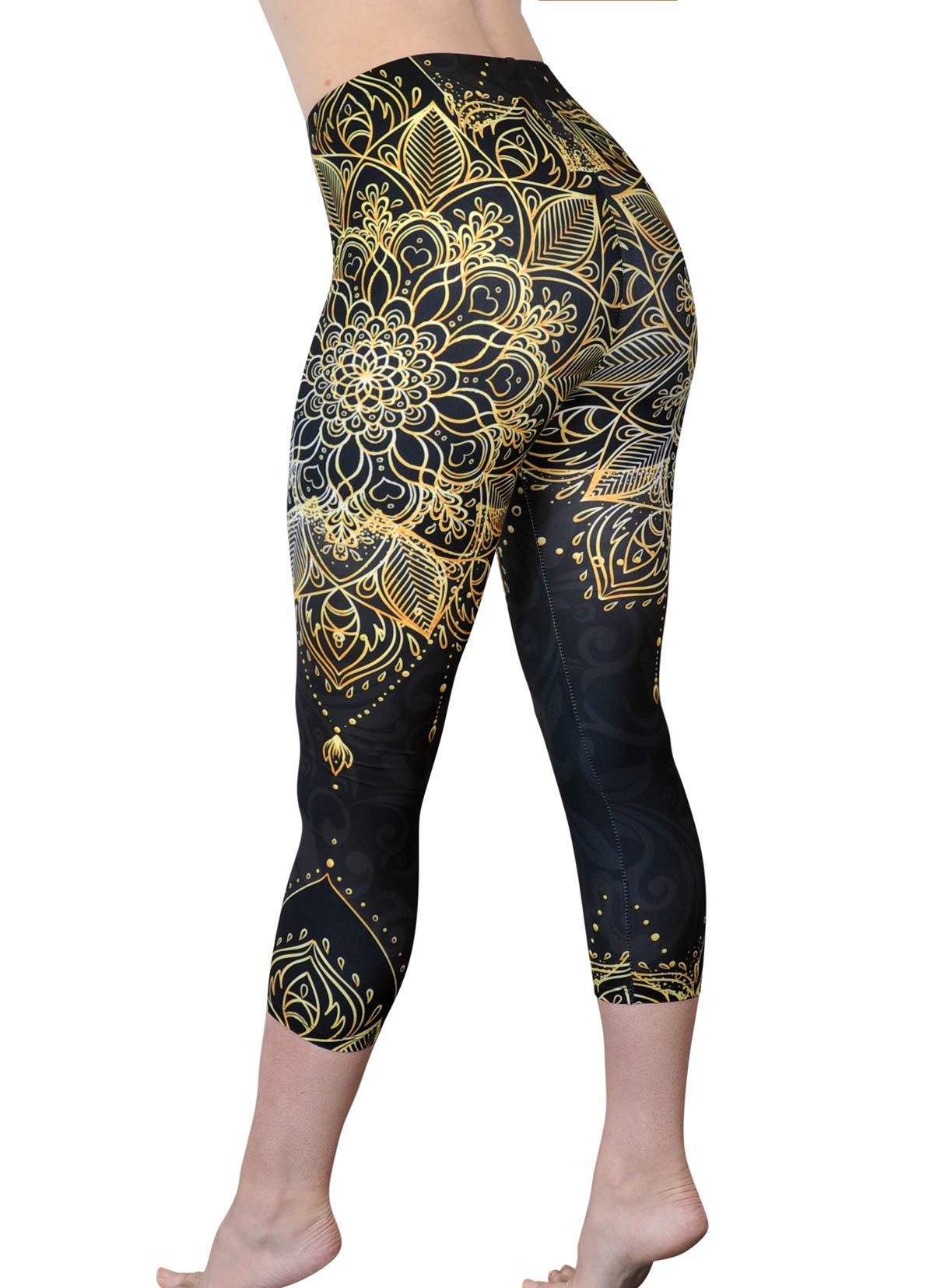 Comfy Yoga Pants - Workout Capris - High Waist Workout Leggings for Women - Lightweight Printed Yoga Legging - Size S/M 4-10