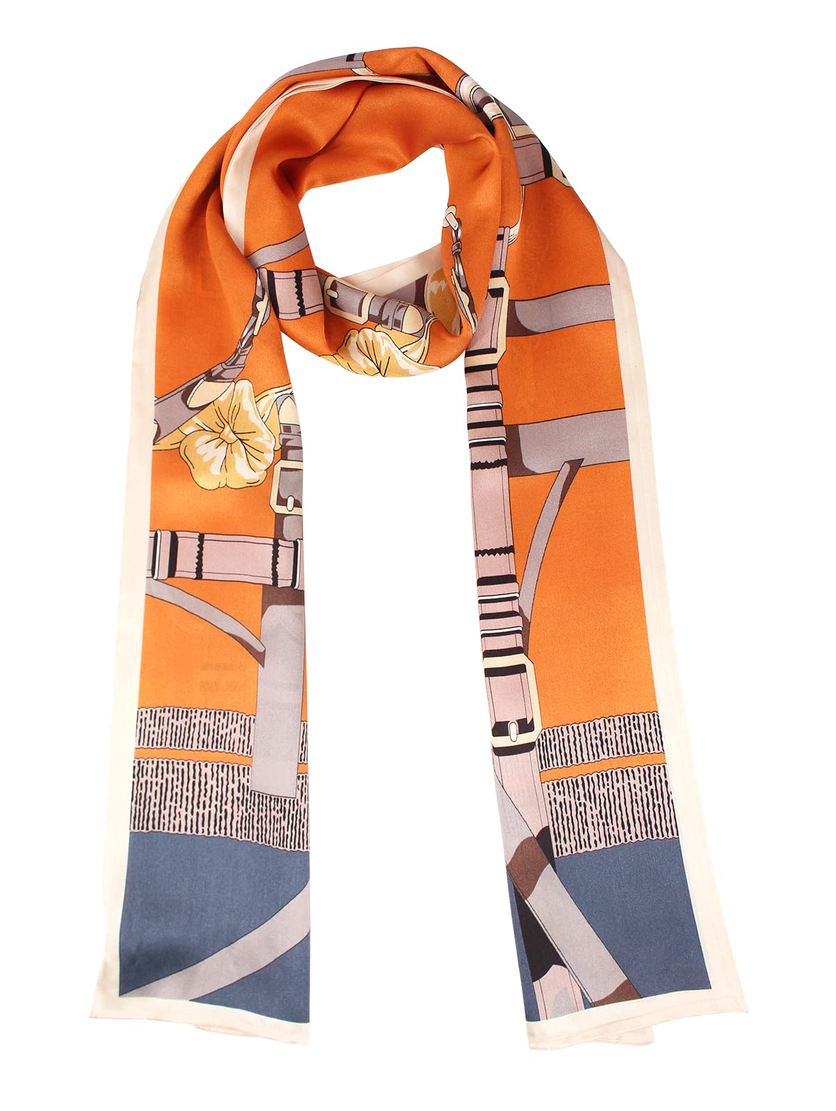 ANDANTINO 100% Silk Scarf for Women 59”*6.3” Long Shawls for Headscarf and Neck- Oblong Hair Wraps with Gift Packed