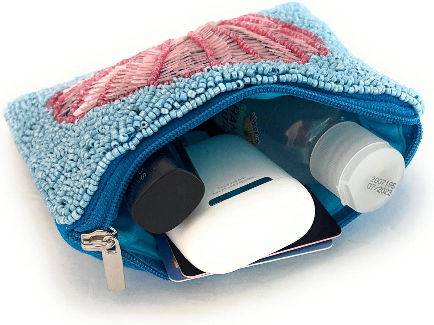 Seashell Beaded Pouch Purse, Blue Beaded Purse Pouch, Beach Lover Coin Purse, Small Wallets for Her, Birthday Gift, Gift Card Bag, CP201