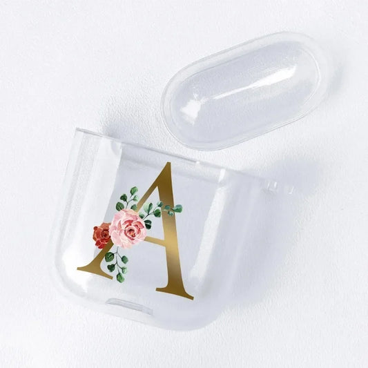 Rose Gold Alphabet Letter Clear Earphone Case For Apple AirPods 4 3rd 2 Pro2 Transparent Cover For Airpod 1 3 Protective Fundas