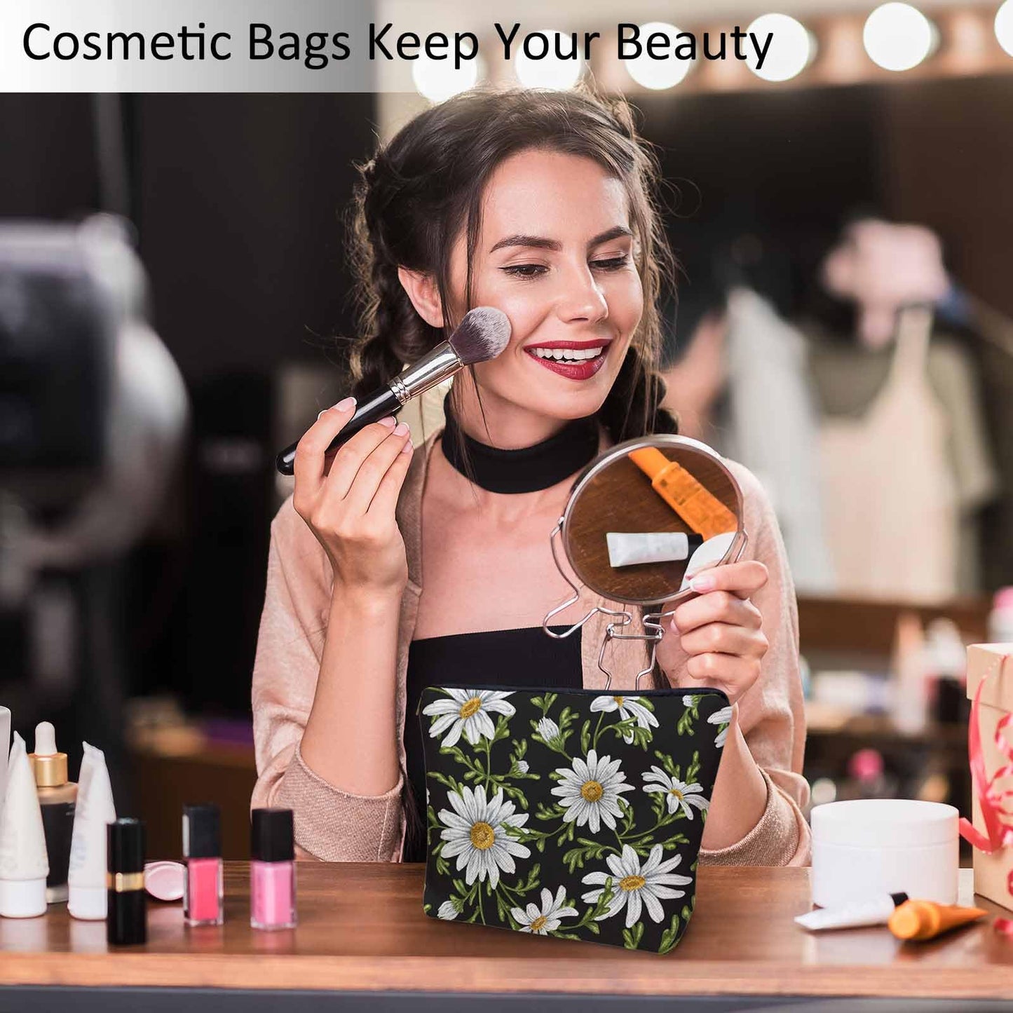 Lobster Cosmetic Travel Bag For Toiletries, Cartoon Lobster Ocean Sea Wave Makeup Bag Toiletry Bags For Women, Flax Cosmetic Bags Make Up Bag Purse Toiletries Bag Birthday Gift